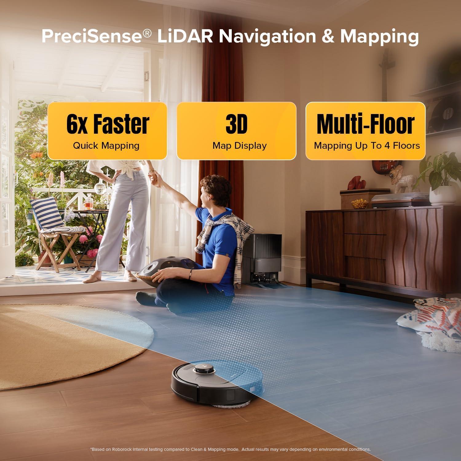 image:imageroborock Qrevo S5V Robot Vacuum and Mop FlexiArm Edge Mopping 12000Pa Suction Dual ZeroTangle System Smart Obstacle Avoidance 10mm Mop Lifting Auto Mop Washing amp Warm Air Drying WhiteQrevo S5V