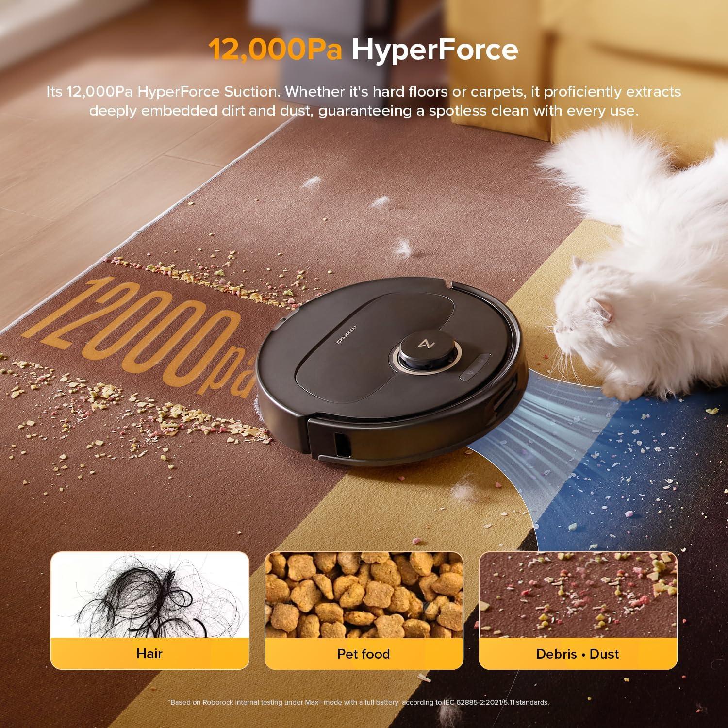 image:imageroborock Qrevo S5V Robot Vacuum and Mop FlexiArm Edge Mopping 12000Pa Suction Dual ZeroTangle System Smart Obstacle Avoidance 10mm Mop Lifting Auto Mop Washing amp Warm Air Drying WhiteQrevo S5V