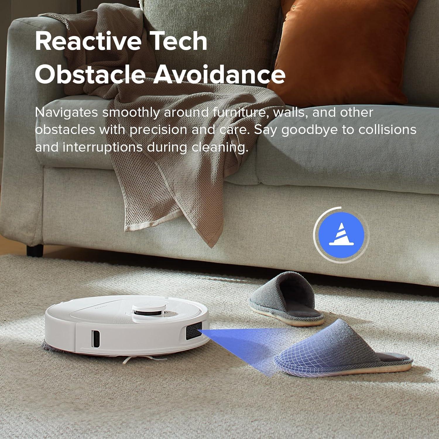 image:imageroborock Qrevo Series Robot Vacuum and Mop 8000Pa Suction Upgraded from Qrevo S AntiTangle Brush Smart Obstacle Avoidance Auto Mop Washing AllinOne Dock 200RPM Spinning Mops WhiteQV 35AQrevo S White
