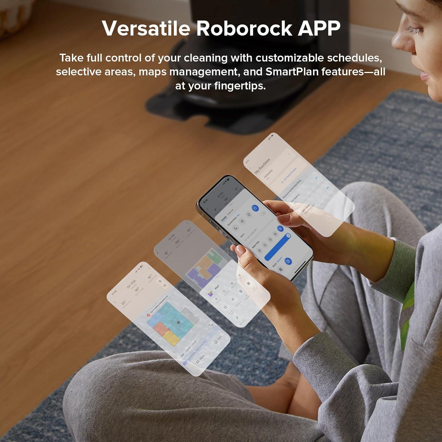 image:imageroborock Qrevo Series Robot Vacuum and Mop 8000Pa Suction Upgraded from Qrevo S AntiTangle Brush Smart Obstacle Avoidance Auto Mop Washing AllinOne Dock 200RPM Spinning Mops WhiteQV 35AQV 35A Black