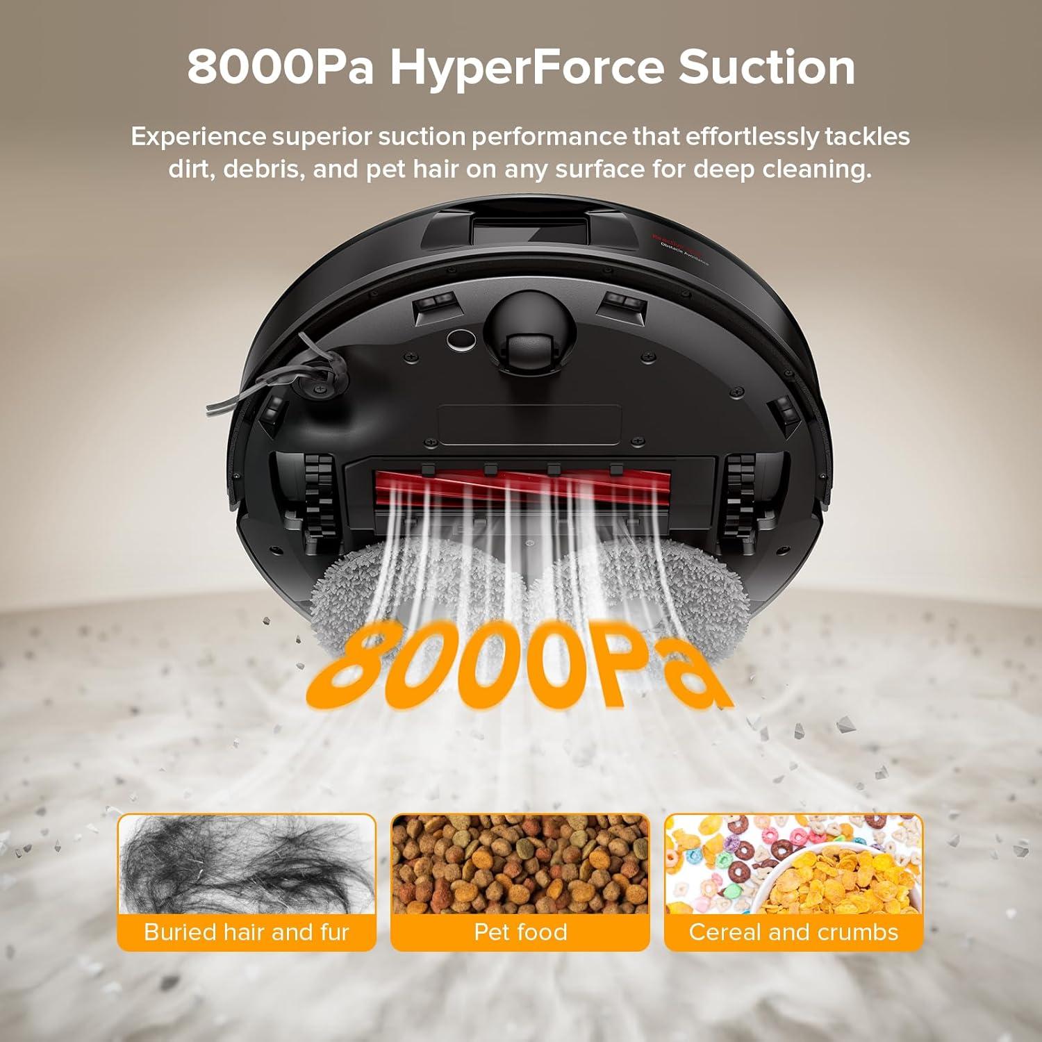 image:imageroborock Qrevo Series Robot Vacuum and Mop 8000Pa Suction Upgraded from Qrevo S AntiTangle Brush Smart Obstacle Avoidance Auto Mop Washing AllinOne Dock 200RPM Spinning Mops WhiteQV 35AQV 35A Black