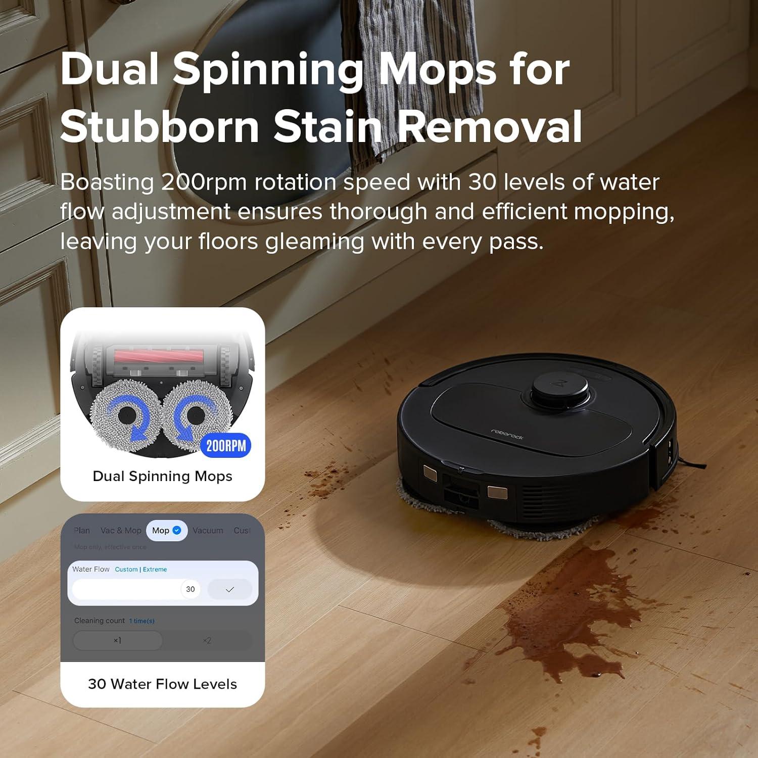 image:imageroborock Qrevo Series Robot Vacuum and Mop 8000Pa Suction Upgraded from Qrevo S AntiTangle Brush Smart Obstacle Avoidance Auto Mop Washing AllinOne Dock 200RPM Spinning Mops WhiteQV 35AQrevo S Black