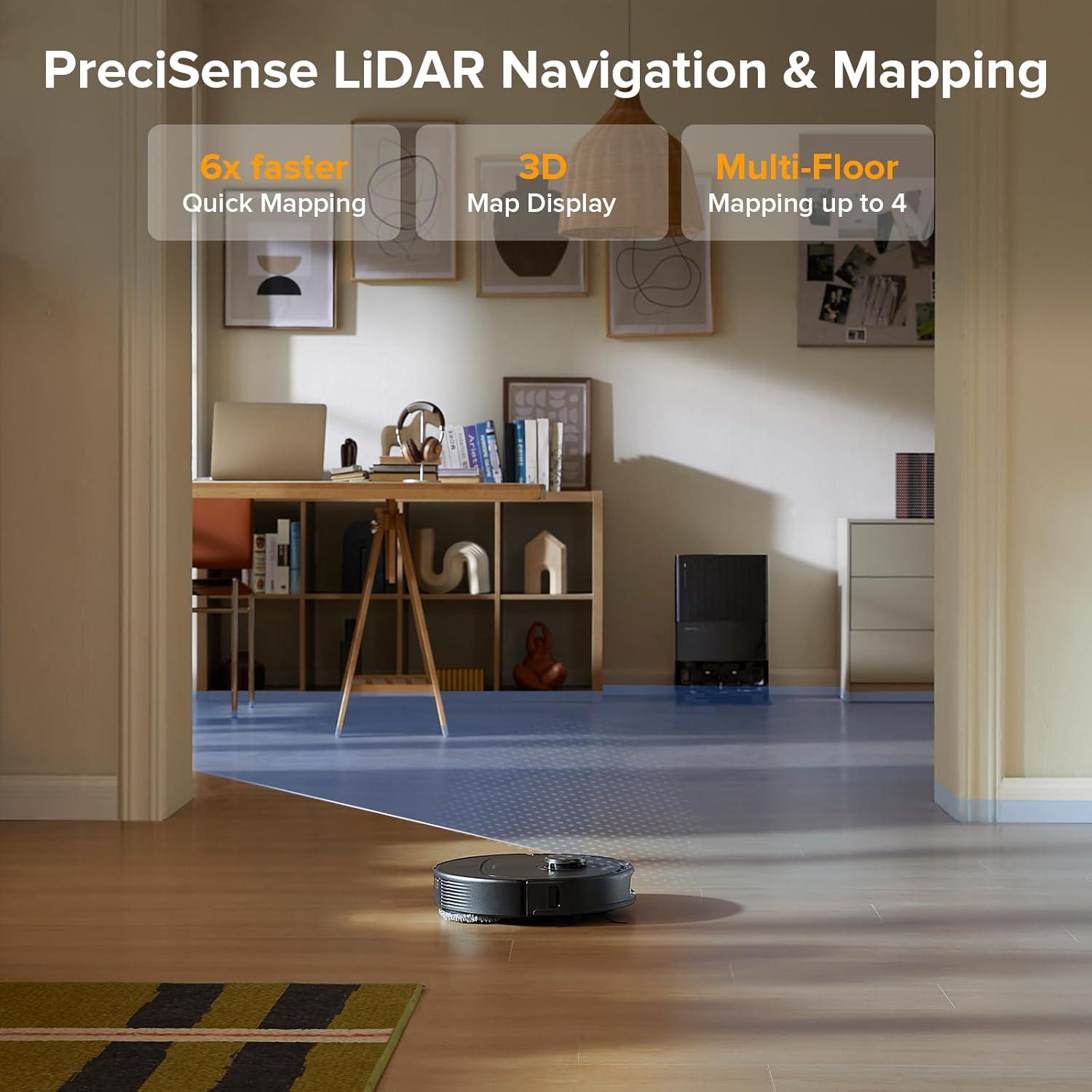 image:imageroborock Qrevo Series Robot Vacuum and Mop 8000Pa Suction Upgraded from Qrevo S AntiTangle Brush Smart Obstacle Avoidance Auto Mop Washing AllinOne Dock 200RPM Spinning Mops WhiteQV 35AQV 35A Black