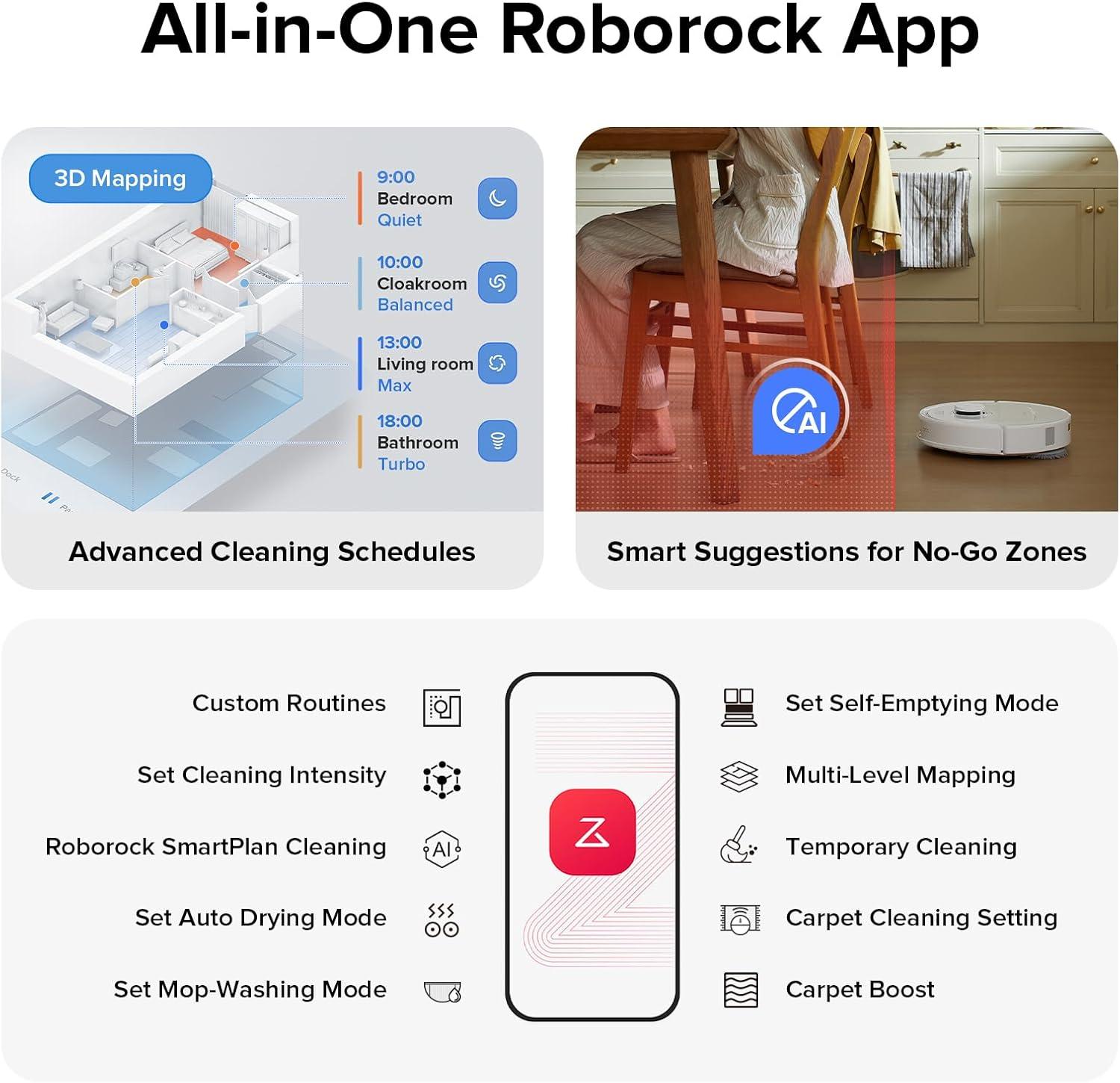 image:imageroborock Qrevo Series Robot Vacuum and Mop 8000Pa Suction Upgraded from Qrevo S AntiTangle Brush Smart Obstacle Avoidance Auto Mop Washing AllinOne Dock 200RPM Spinning Mops WhiteQV 35AQrevo S White