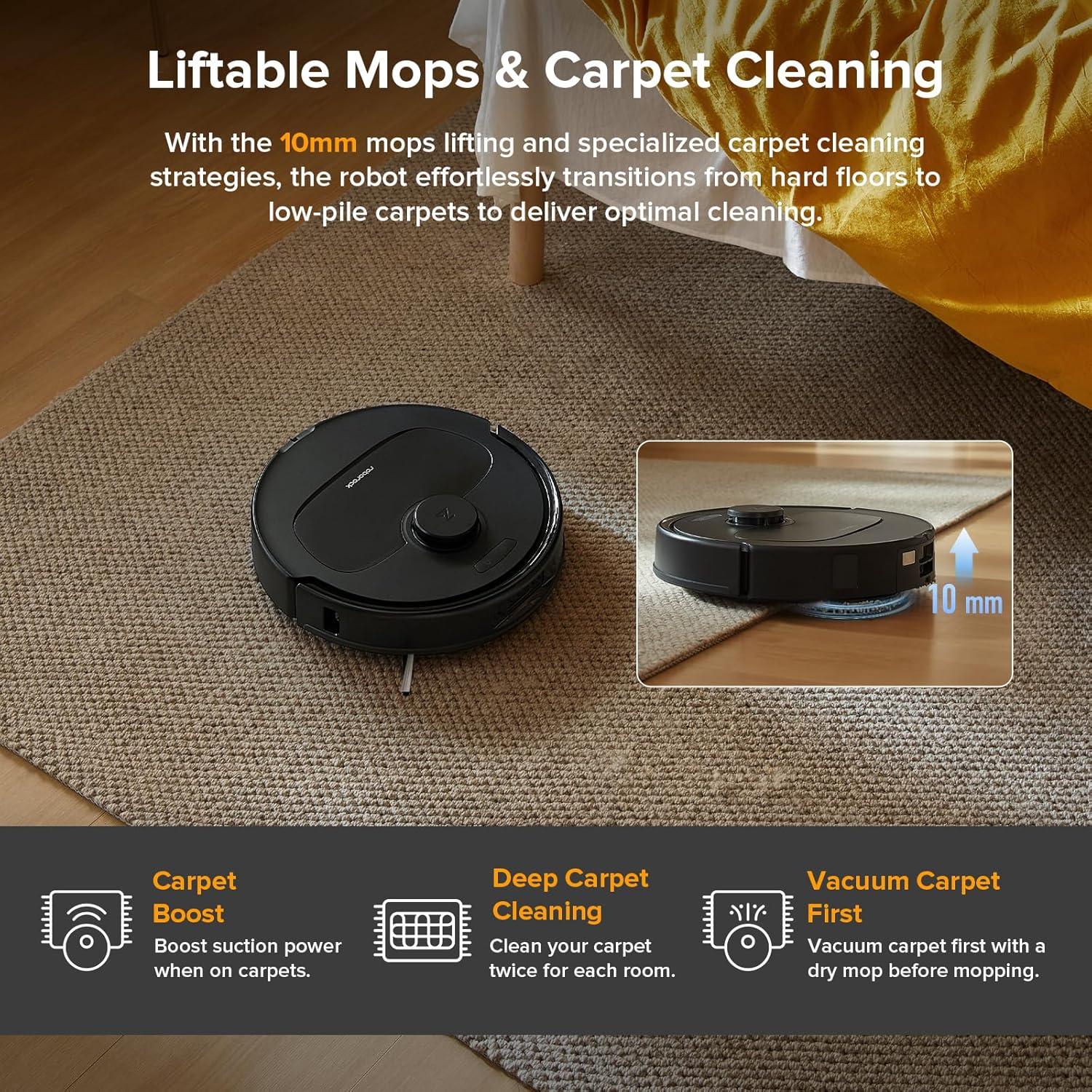 image:imageroborock Qrevo Series Robot Vacuum and Mop 8000Pa Suction Upgraded from Qrevo S AntiTangle Brush Smart Obstacle Avoidance Auto Mop Washing AllinOne Dock 200RPM Spinning Mops WhiteQV 35AQV 35A Black