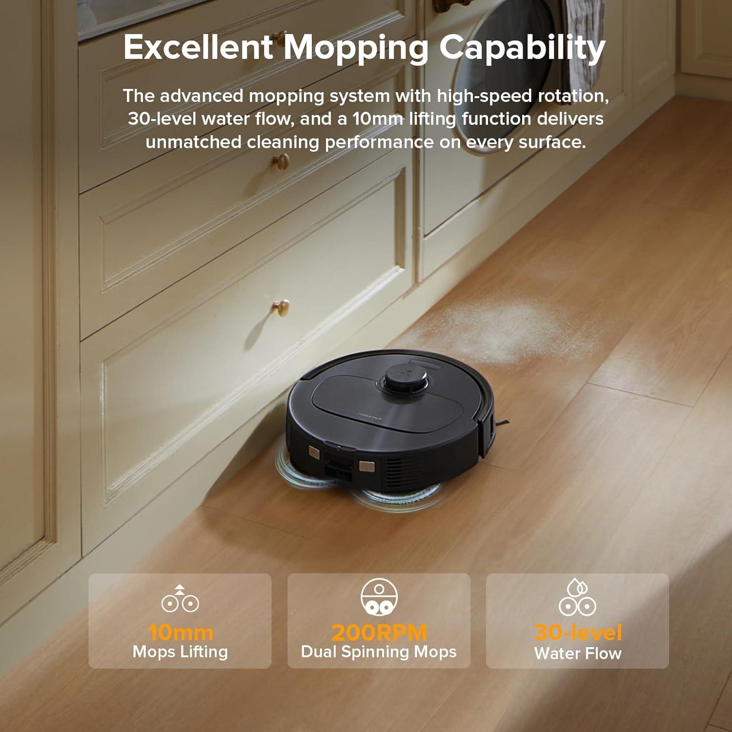 image:imageroborock Qrevo Series Robot Vacuum and Mop 8000Pa Suction Upgraded from Qrevo S AntiTangle Brush Smart Obstacle Avoidance Auto Mop Washing AllinOne Dock 200RPM Spinning Mops WhiteQV 35AQV 35A Black