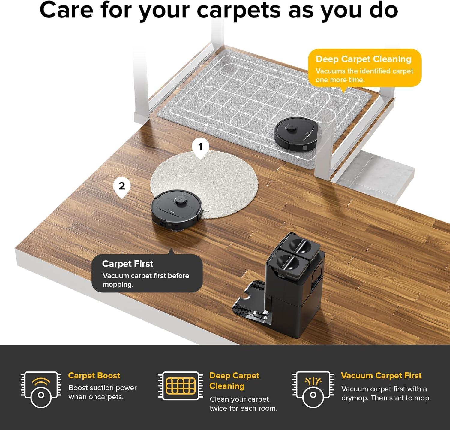 image:imageroborock Qrevo Series Robot Vacuum and Mop 8000Pa Suction Upgraded from Qrevo S AntiTangle Brush Smart Obstacle Avoidance Auto Mop Washing AllinOne Dock 200RPM Spinning Mops WhiteQV 35AQrevo S Black