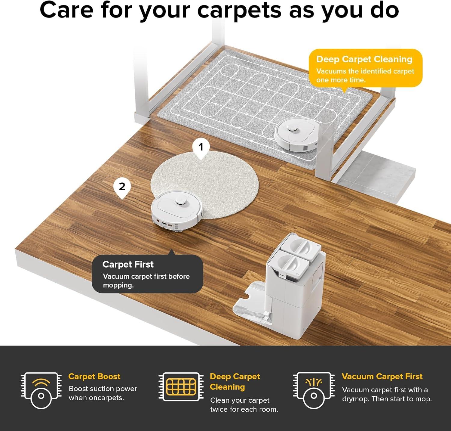 image:imageroborock Qrevo Series Robot Vacuum and Mop 8000Pa Suction Upgraded from Qrevo S AntiTangle Brush Smart Obstacle Avoidance Auto Mop Washing AllinOne Dock 200RPM Spinning Mops WhiteQV 35AQrevo S White