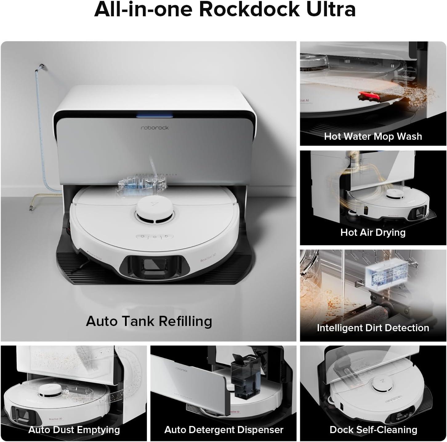 image:imageroborock S8 Max Ultra with Auto Water Refilling and Drainage System Robot Vacuum and Mop FlexiArm Design Smart Dirt Detection SelfEmptying 8000Pa Suction for Various Floors Pet Hair WhiteS8 Max Ultra with RDS
