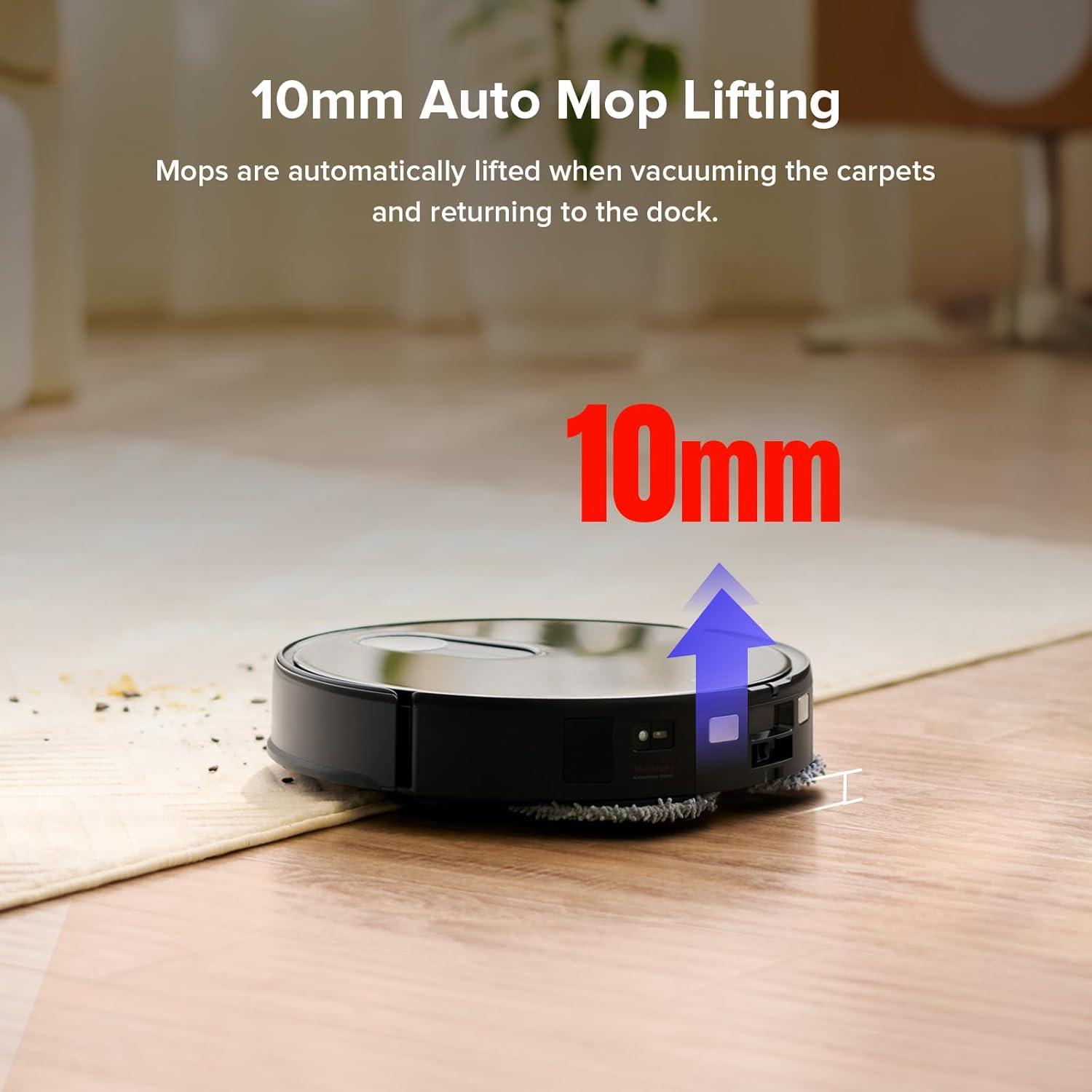 image:imageroborock S8 Max Ultra with Auto Water Refilling and Drainage System Robot Vacuum and Mop FlexiArm Design Smart Dirt Detection SelfEmptying 8000Pa Suction for Various Floors Pet Hair WhiteQrevo Slim