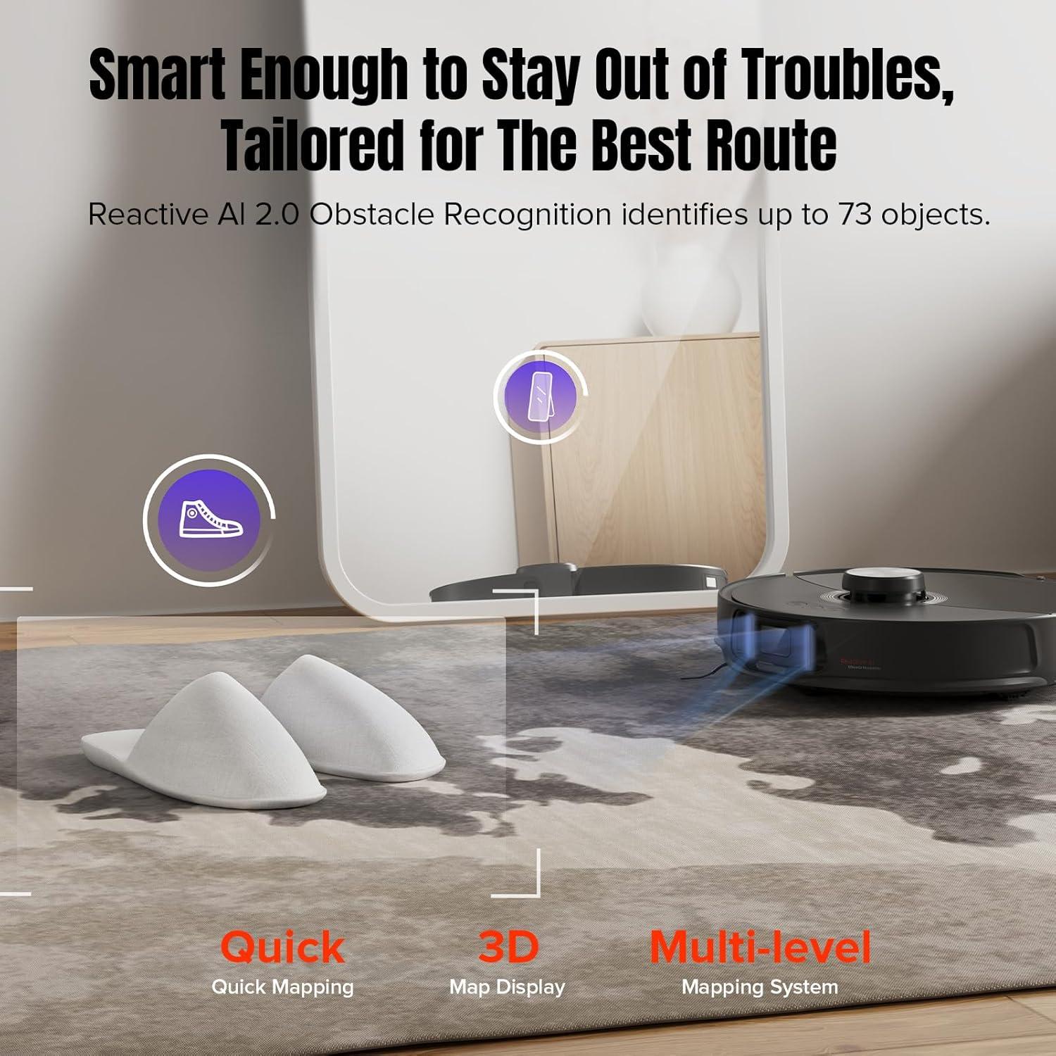 image:imageroborock S8 Max Ultra with Auto Water Refilling and Drainage System Robot Vacuum and Mop FlexiArm Design Smart Dirt Detection SelfEmptying 8000Pa Suction for Various Floors Pet Hair WhiteS8 MaxV Ultra Black