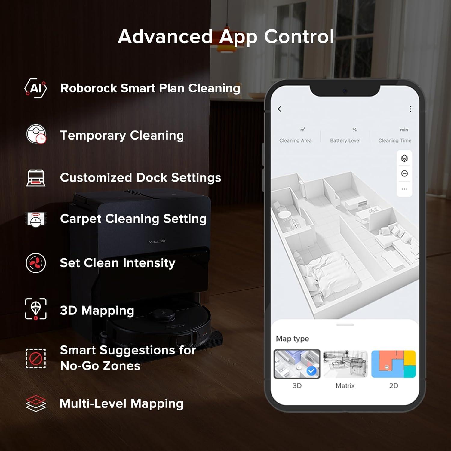 image:imageroborock S8 Max Ultra with Auto Water Refilling and Drainage System Robot Vacuum and Mop FlexiArm Design Smart Dirt Detection SelfEmptying 8000Pa Suction for Various Floors Pet Hair WhiteS8 Max Ultra Black