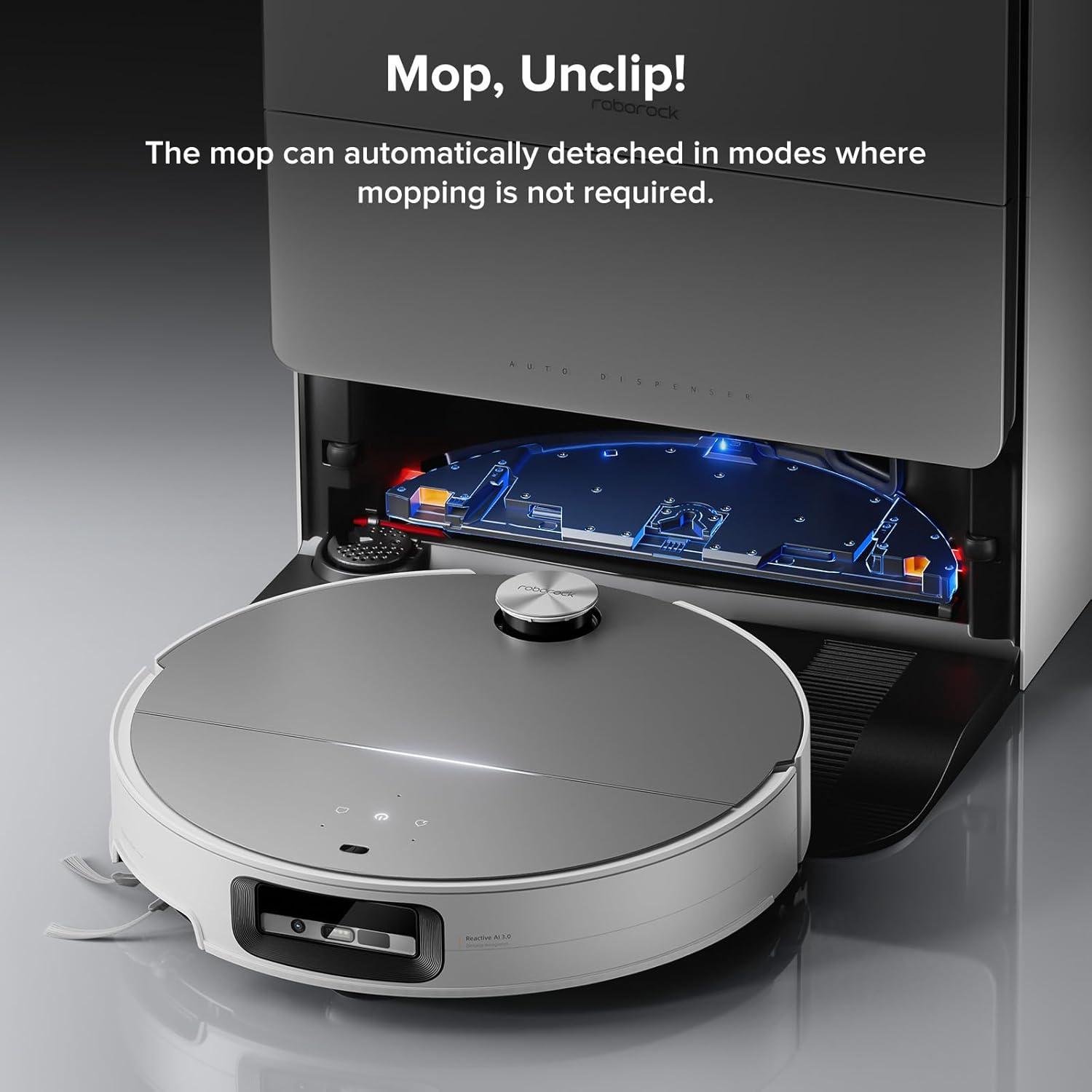 image:imageroborock Saros 10 Robot Vacuum and Mop 22000Pa Suction AI Obstacle Avoidance 314inch Ultra Thin Intelligent Dirt Detection Zero Tangling Main Brush Hot Water Mop amp Dock Self CleaningSaros 10 White