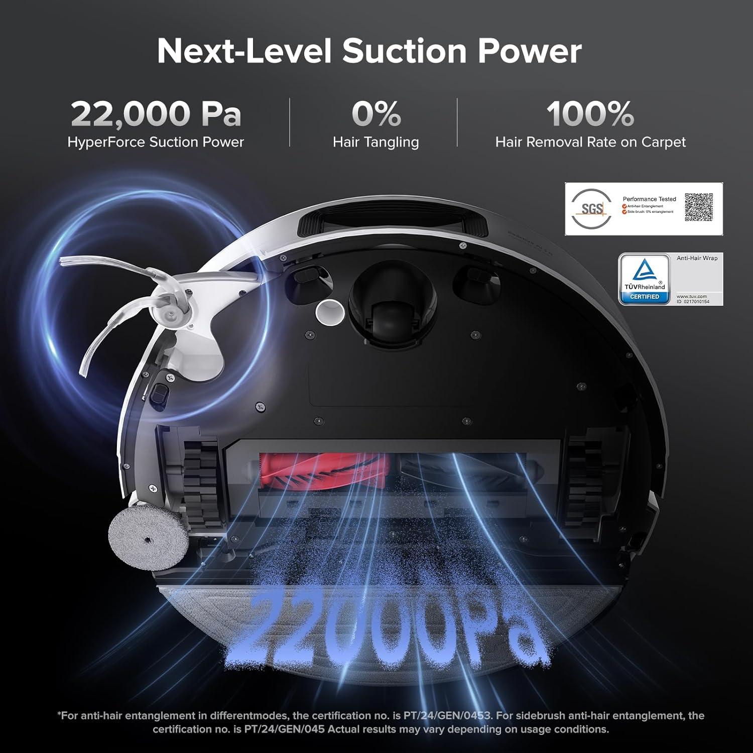 image:imageroborock Saros 10 Robot Vacuum and Mop 22000Pa Suction AI Obstacle Avoidance 314inch Ultra Thin Intelligent Dirt Detection Zero Tangling Main Brush Hot Water Mop amp Dock Self CleaningSaros 10 White