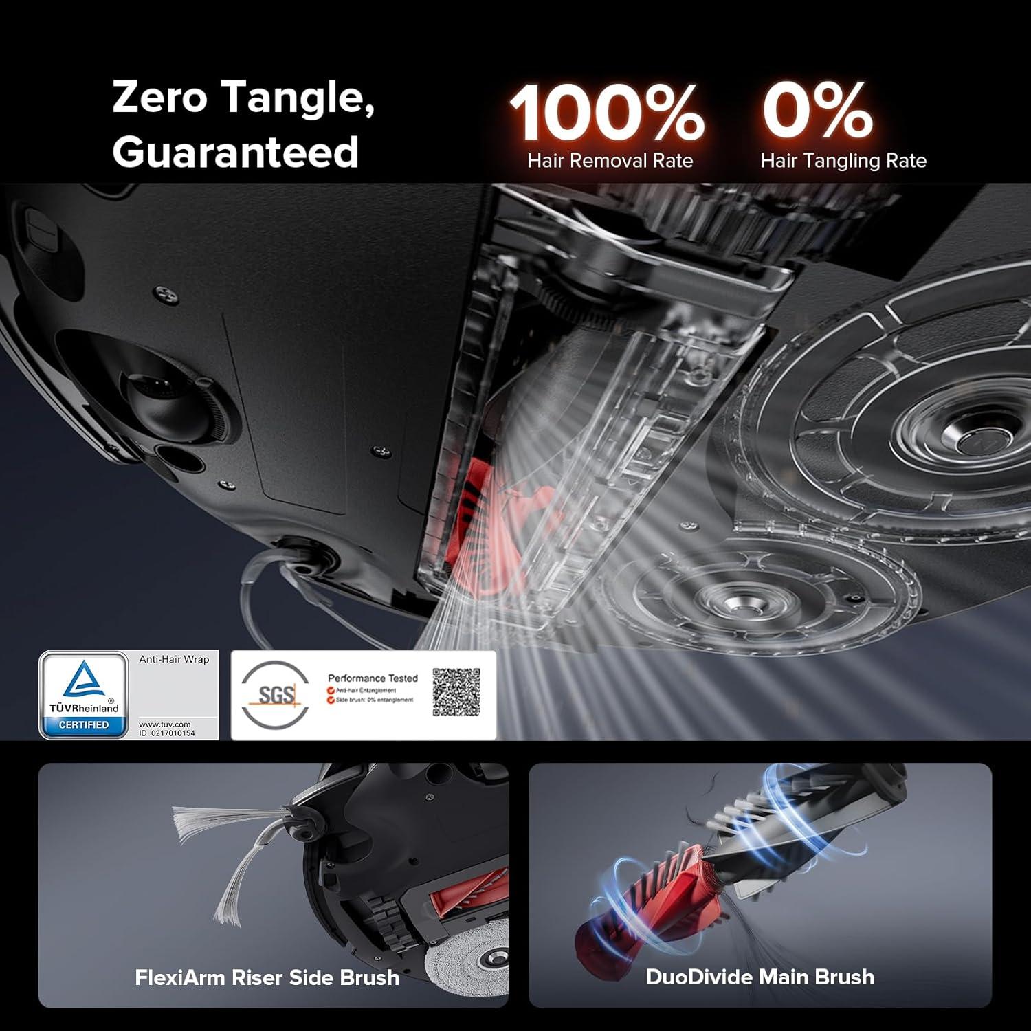 image:imageroborock Saros 10R Robot Vacuum and Mop 22000 Pa Suction ZeroTangling 314 Ultra Slim FlexiArm Riser Technology for Carpet amp Floor Corner amp Edge Cleaning SelfEmptying Hot Air Drying BlackSaros 10R