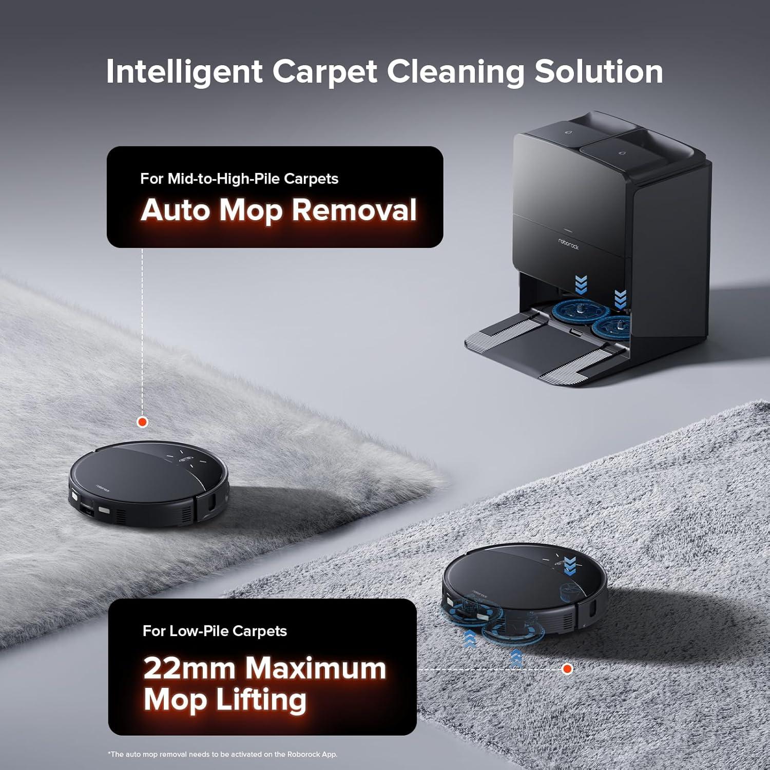 image:imageroborock Saros 10R Robot Vacuum and Mop 22000 Pa Suction ZeroTangling 314 Ultra Slim FlexiArm Riser Technology for Carpet amp Floor Corner amp Edge Cleaning SelfEmptying Hot Air Drying BlackSaros 10R