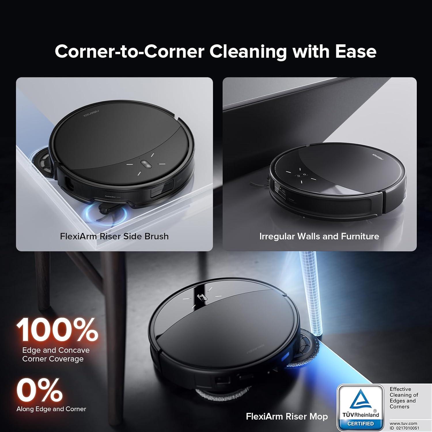 image:imageroborock Saros 10R Robot Vacuum and Mop 22000 Pa Suction ZeroTangling 314 Ultra Slim FlexiArm Riser Technology for Carpet amp Floor Corner amp Edge Cleaning SelfEmptying Hot Air Drying BlackSaros 10R