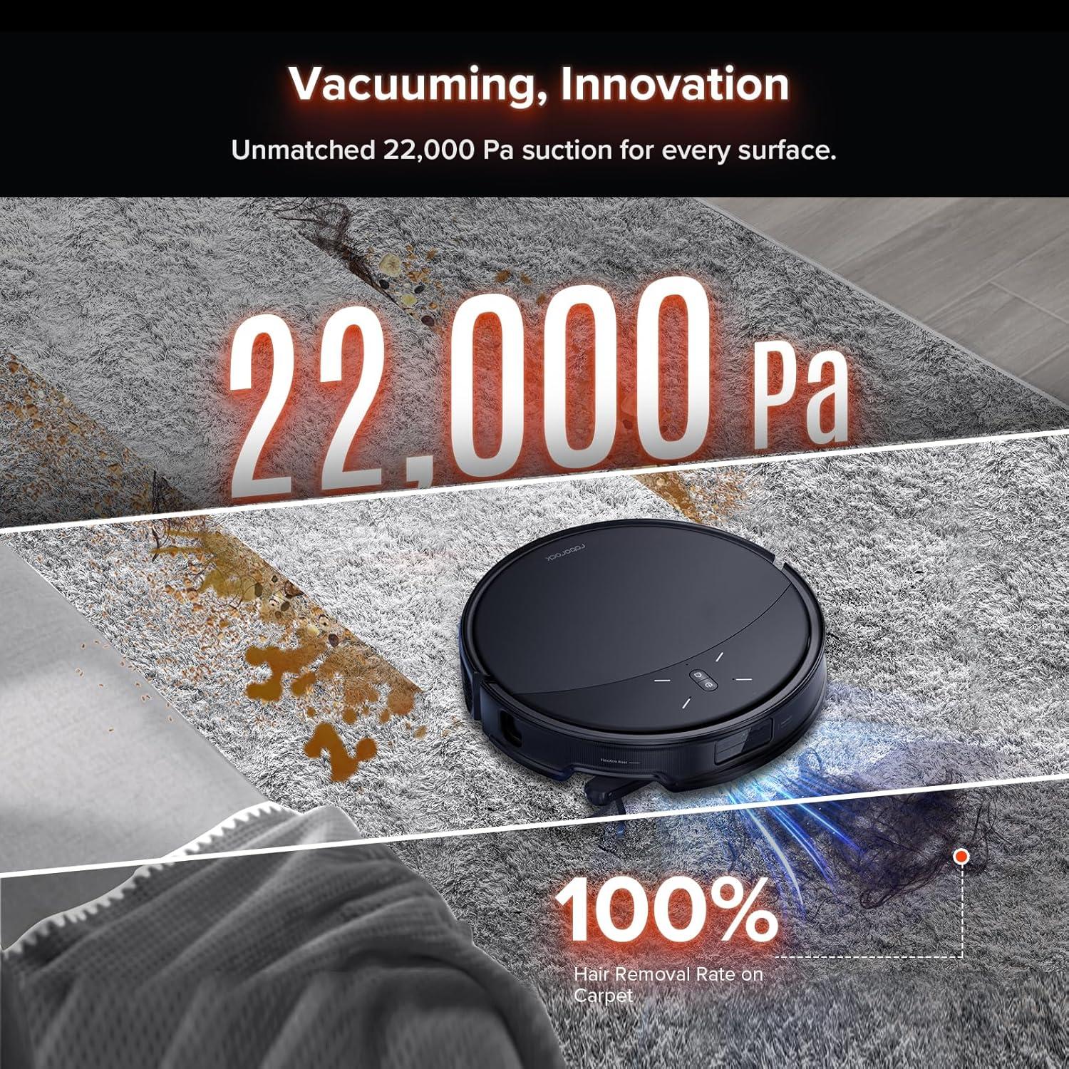 image:imageroborock Saros 10R Robot Vacuum and Mop 22000 Pa Suction ZeroTangling 314 Ultra Slim FlexiArm Riser Technology for Carpet amp Floor Corner amp Edge Cleaning SelfEmptying Hot Air Drying BlackSaros 10R