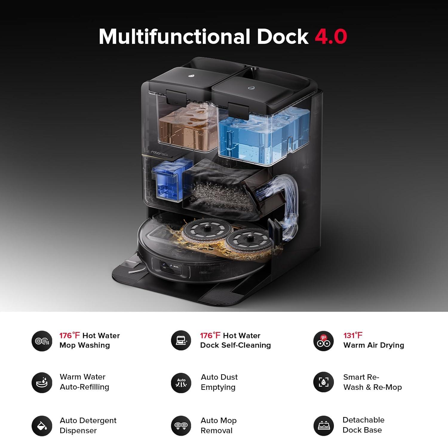 image:imageroborock Saros Z70 Robot Vacuum and Mop OmniGrip Arm AIPowered 22000Pa Suction 314 Ultra Slim FlexiArm Riser Technology AdaptiLift Chassis Obstacle Avoidance Auto Mop Washing amp DryingSaros Z70 Black