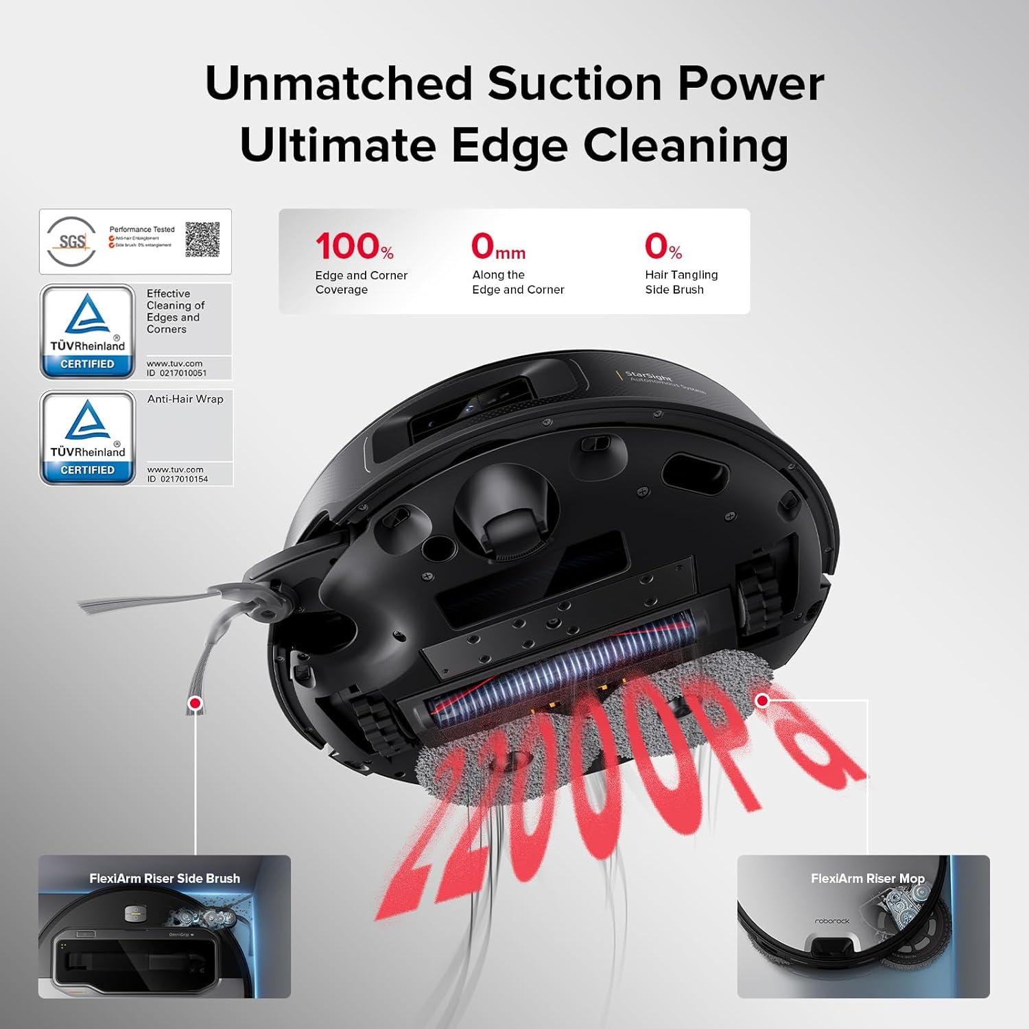 image:imageroborock Saros Z70 Robot Vacuum and Mop OmniGrip Arm AIPowered 22000Pa Suction 314 Ultra Slim FlexiArm Riser Technology AdaptiLift Chassis Obstacle Avoidance Auto Mop Washing amp DryingSaros Z70 Silver