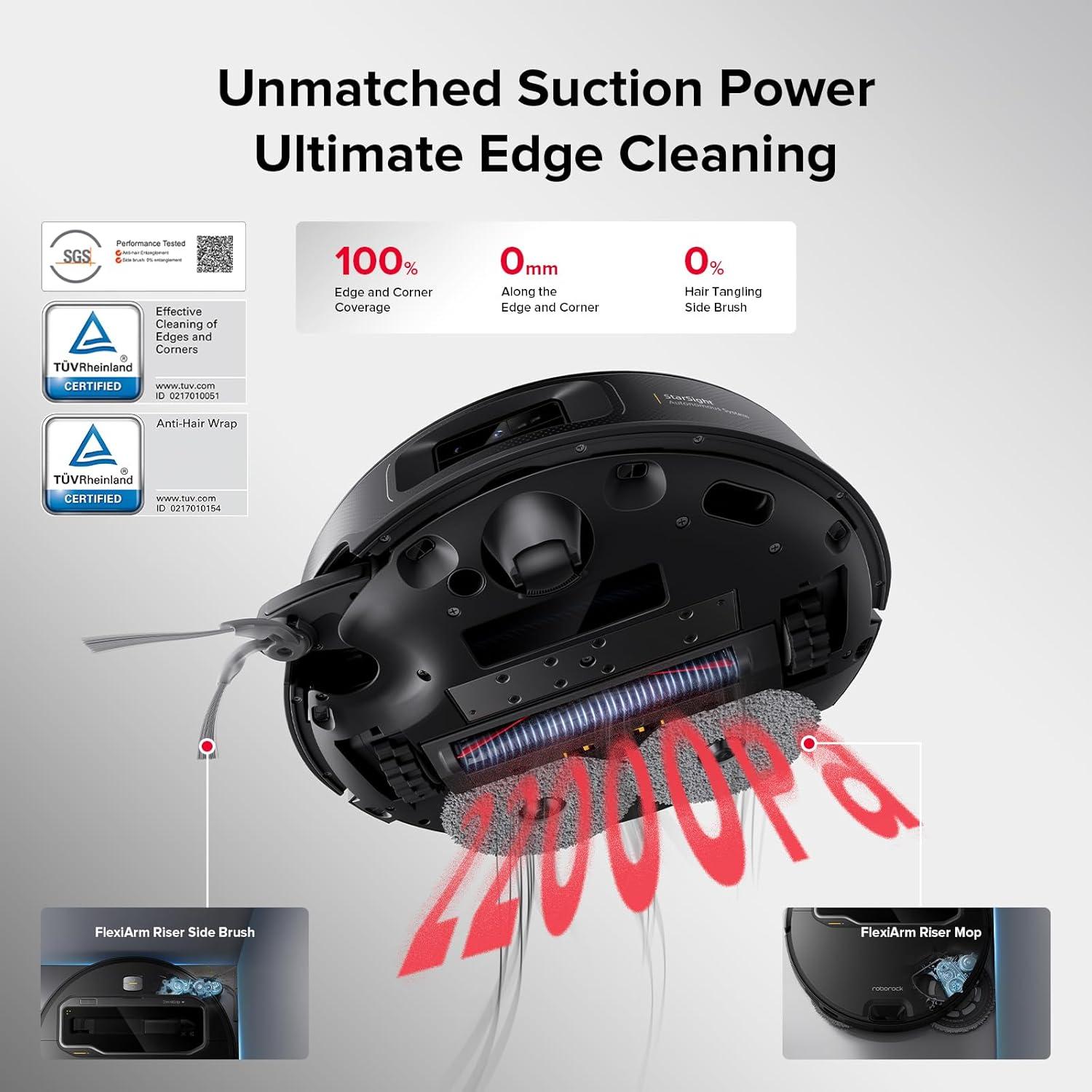 image:imageroborock Saros Z70 Robot Vacuum and Mop OmniGrip Arm AIPowered 22000Pa Suction 314 Ultra Slim FlexiArm Riser Technology AdaptiLift Chassis Obstacle Avoidance Auto Mop Washing amp DryingSaros Z70 Black