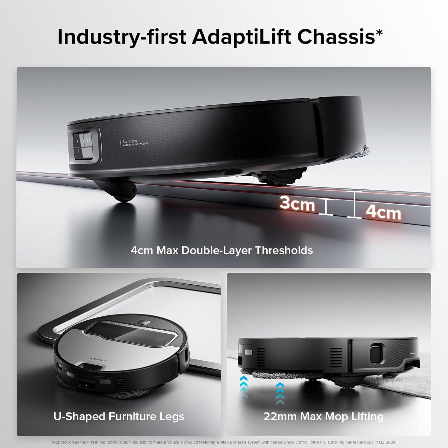 image:imageroborock Saros Z70 Robot Vacuum and Mop OmniGrip Arm AIPowered 22000Pa Suction 314 Ultra Slim FlexiArm Riser Technology AdaptiLift Chassis Obstacle Avoidance Auto Mop Washing amp DryingSaros Z70 Silver