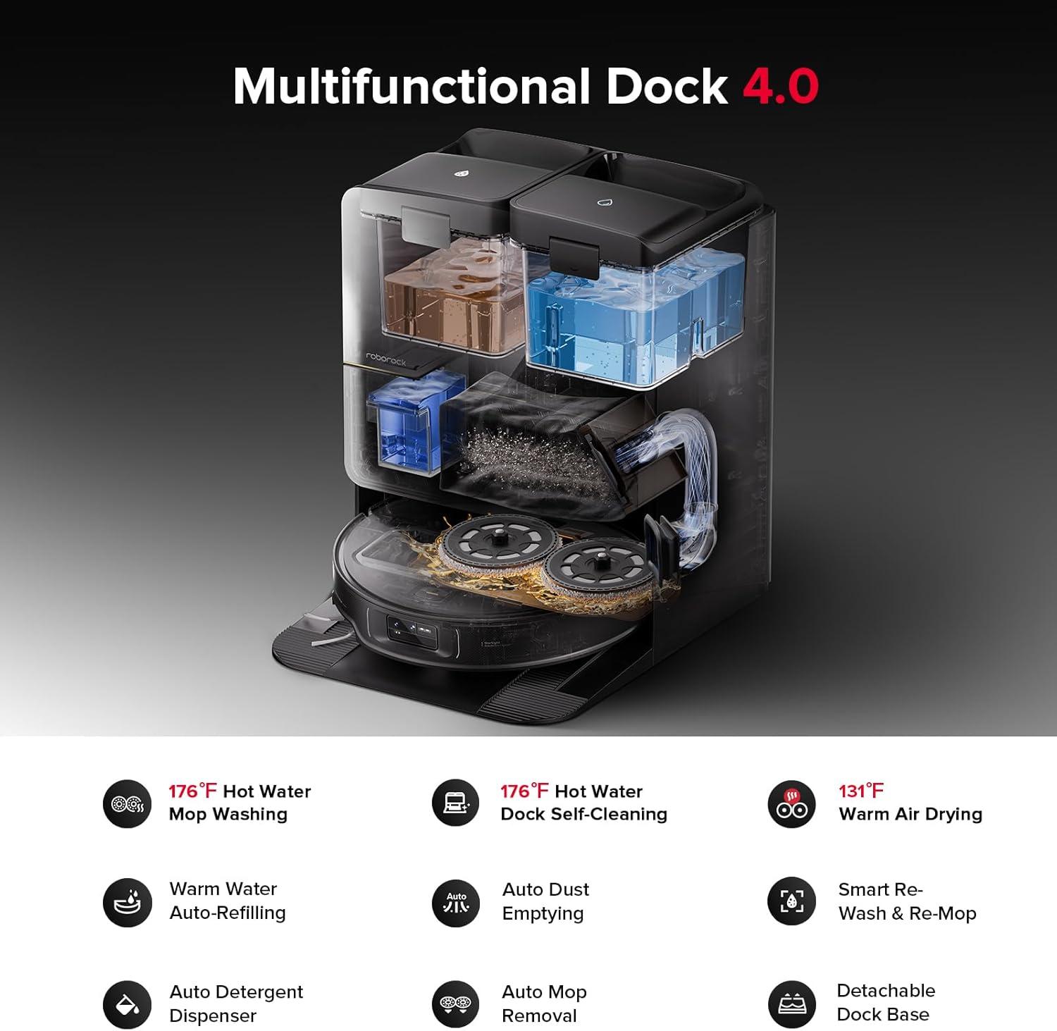 image:imageroborock Saros Z70 Robot Vacuum and Mop OmniGrip Arm AIPowered 22000Pa Suction 314 Ultra Slim FlexiArm Riser Technology AdaptiLift Chassis Obstacle Avoidance Auto Mop Washing amp DryingSaros Z70 Silver
