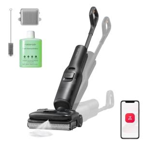 roborock F25 BX Wet Dry Vacuum Cleaner, Cordless Vacuum Mop All in One with 20000Pa, 194°F Hot Air Flash Drying & Self Cleaning, Zero-Tangle Wet Mop Cleaner for Hard Floor, 180° Lie Flat(Black)