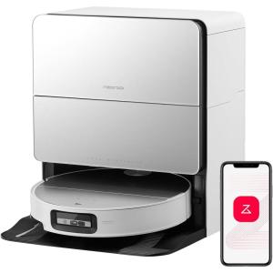 roborock Saros 10 Robot Vacuum and Mop, 22,000Pa Suction, AI Obstacle Avoidance, 3.14-inch Ultra Thin, Intelligent Dirt Detection, Zero Tangling Main Brush, Hot Water Mop & Dock Self Cleaning(Saros 10 White)