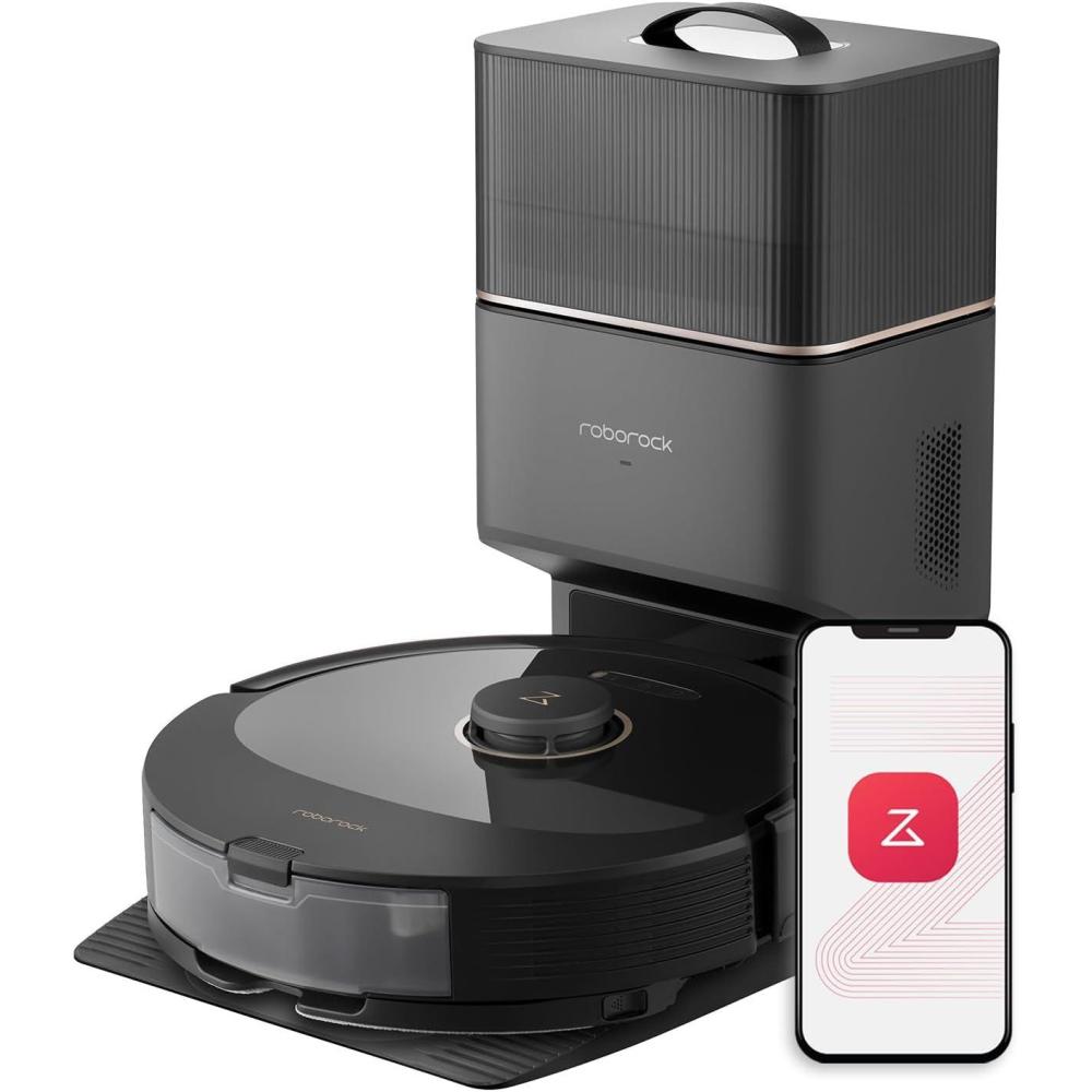 image:imageroborock Q8 Max Robot Vacuum and Mop SelfEmptying Reactive Tech Obstacle Avoidance 5500 Pa Suction Black RenewedBlack
