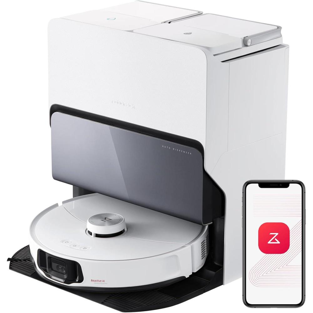 image:imageroborock S8 MaxV Ultra Robot Vacuum amp Sonic Mop 10000 Pa Suction Corner to Edge Deep Cleaning Hot Air SelfDrying Auto Empty amp Refill Detergent Dispenser Obstacle Avoidance Black RenewedS8 MaxV UltraWhite