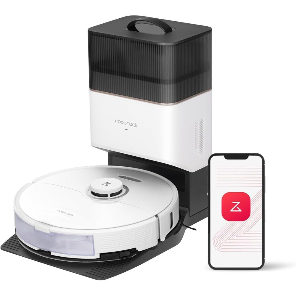 image:imageroborock S8 Robot Vacuum Sonic Mop with SelfEmpty Dock Stores up to 60Days of Dust Auto Lifting Mop Ultrasonic Carpet Detection 6000Pa Suction White RenewedS80