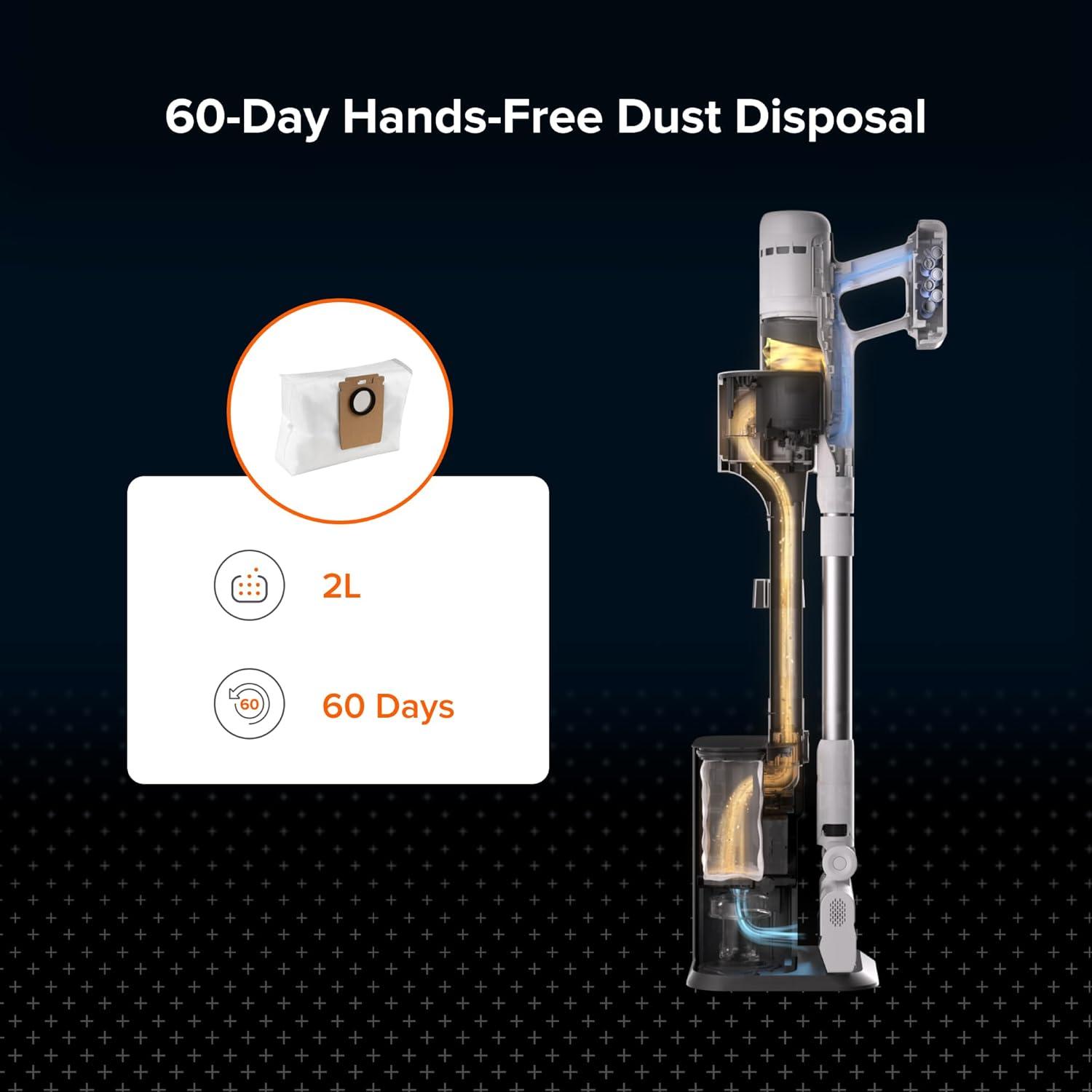 image:imageroborock 12 Packs Disposable Dust Bags for H60 Hub Cordless Vacuum Cleaner with AutoEmpty Dock Stick Vacuum Cleaner for Home Pet Hair and Hard Floor AntiTangle Brush LED Dust Detection