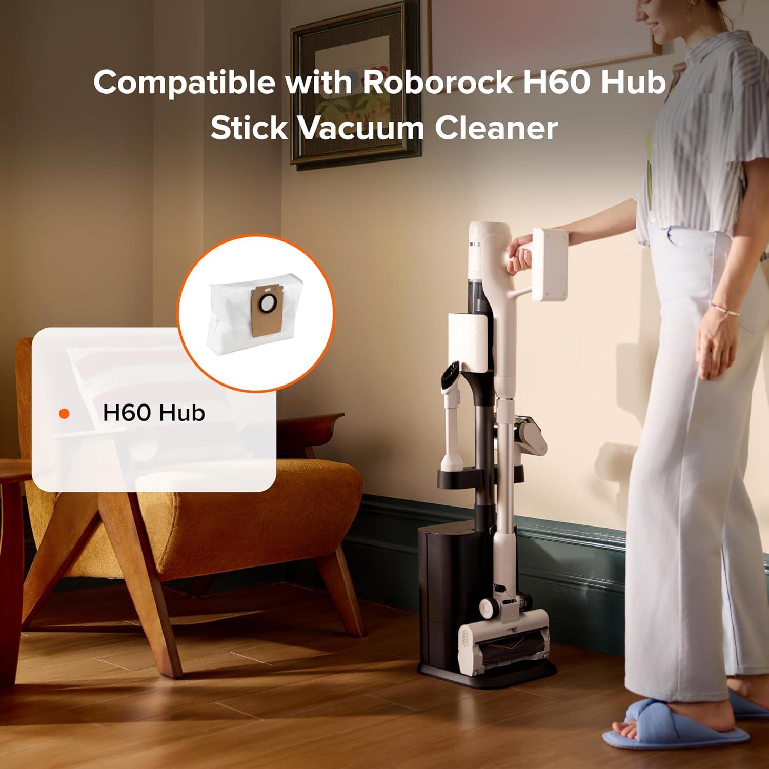 image:imageroborock 12 Packs Disposable Dust Bags for H60 Hub Cordless Vacuum Cleaner with AutoEmpty Dock Stick Vacuum Cleaner for Home Pet Hair and Hard Floor AntiTangle Brush LED Dust Detection