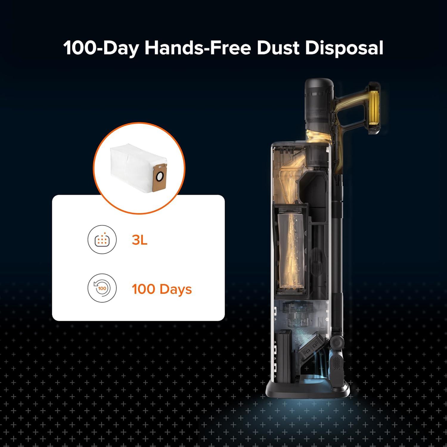 image:imageroborock 12 Packs Disposable Dust Bags for H60 Hub Ultra and H60 Hub Pro Cordless Vacuum Cleaner with AutoEmpty Dock Stick Vacuum Cleaner for Home and Pet Hair AntiTangle Brush LED Dust Detection