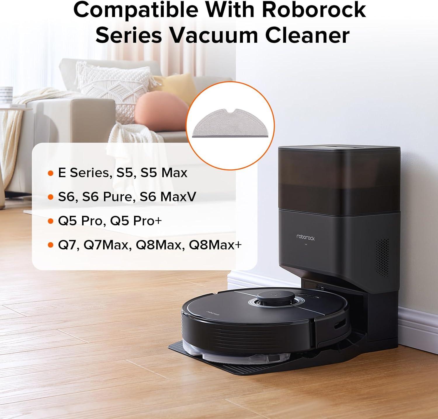 image:imageroborock 2 Pack Microfiber Mop Cloths for Q 5 Q5 Pro Q5 Pro Q7 Q7Max Q8Max Q8Max E Series S5 S5 Max S 6 S6 Pure S6 MaxV Robot Vacuum Cleaner Mop Pad Replacement AccessoriesMop Cloth1