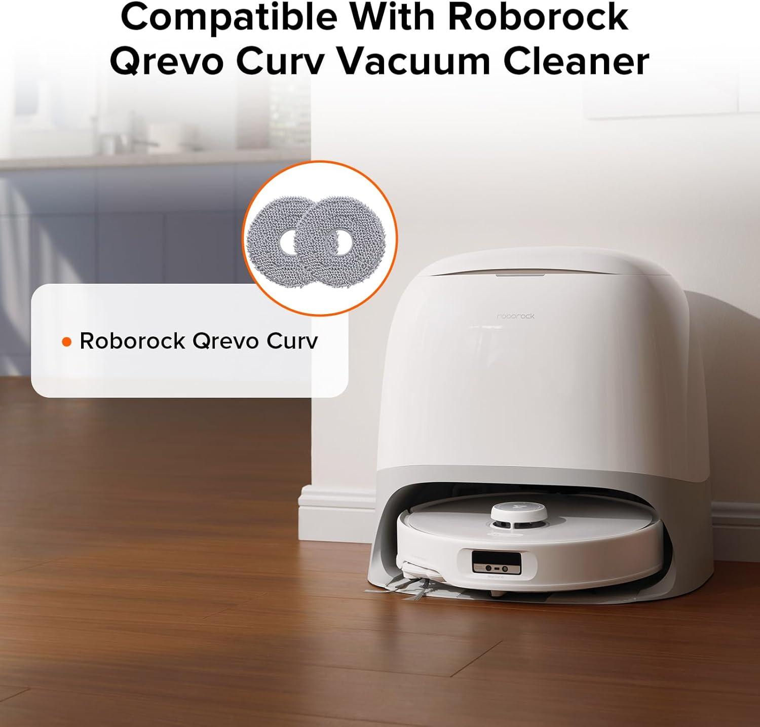 image:imageroborock 4 Pack Microfiber Mop Cloths for QV 35AQV 35SQR 5T7QR 598QR 798QR T78Qrevo LQV 798QX Revo PlusQR5980QR7980QR7985 Robot Vacuum Cleaner Mop Pad Replacement AccessoriesSpinning Mop