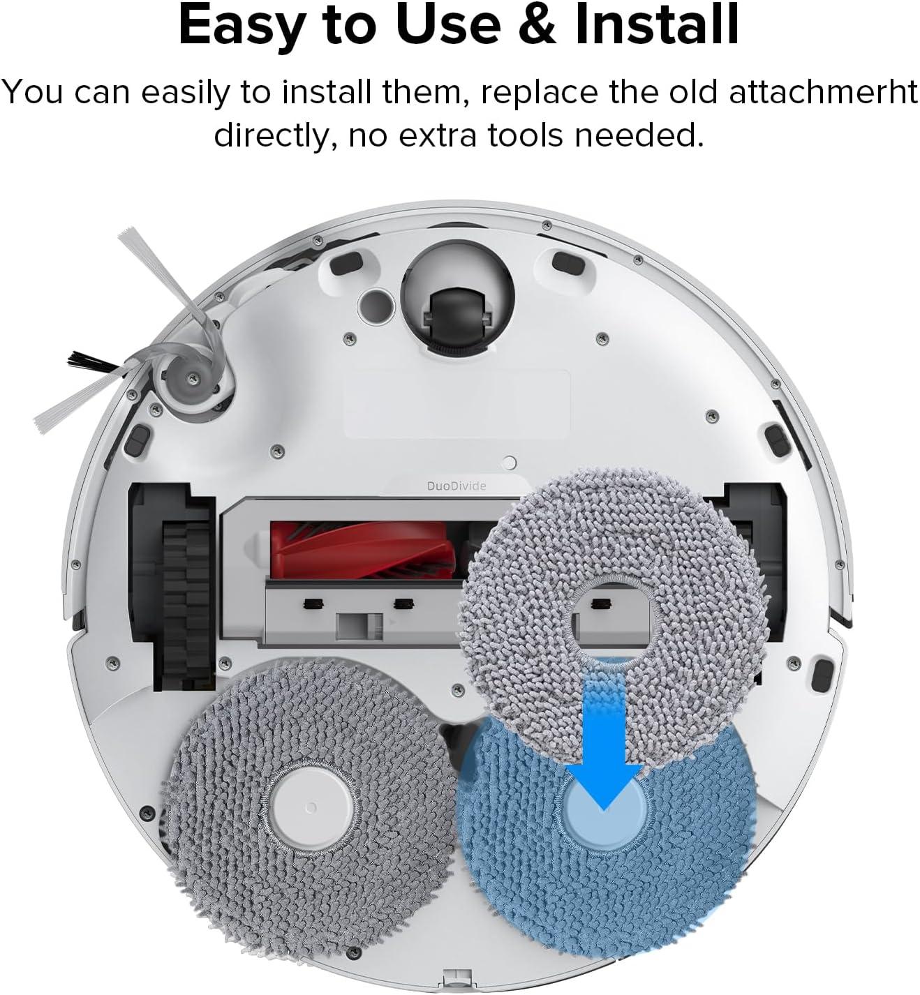 image:imageroborock 4 Pack Microfiber Mop Cloths for QV 35AQV 35SQR 5T7QR 598QR 798QR T78Qrevo LQV 798QX Revo PlusQR5980QR7980QR7985 Robot Vacuum Cleaner Mop Pad Replacement AccessoriesSpinning Mop