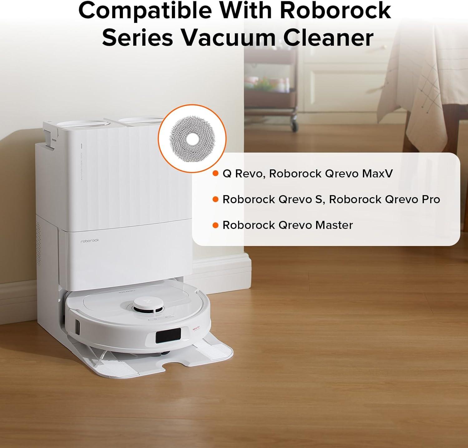 image:imageroborock 4 Pack Microfiber Mop Cloths for QV 35AQV 35SQR 5T7QR 598QR 798QR T78Qrevo LQV 798QX Revo PlusQR5980QR7980QR7985 Robot Vacuum Cleaner Mop Pad Replacement AccessoriesMop Cloth2