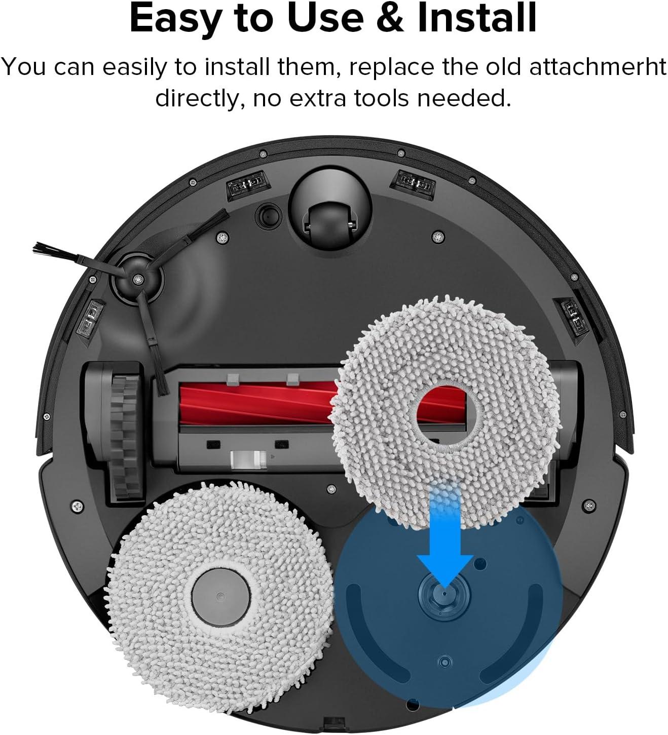 image:imageroborock 4 Pack Microfiber Mop Cloths for QV 35AQV 35SQR 5T7QR 598QR 798QR T78Qrevo LQV 798QX Revo PlusQR5980QR7980QR7985 Robot Vacuum Cleaner Mop Pad Replacement AccessoriesMop Cloth2