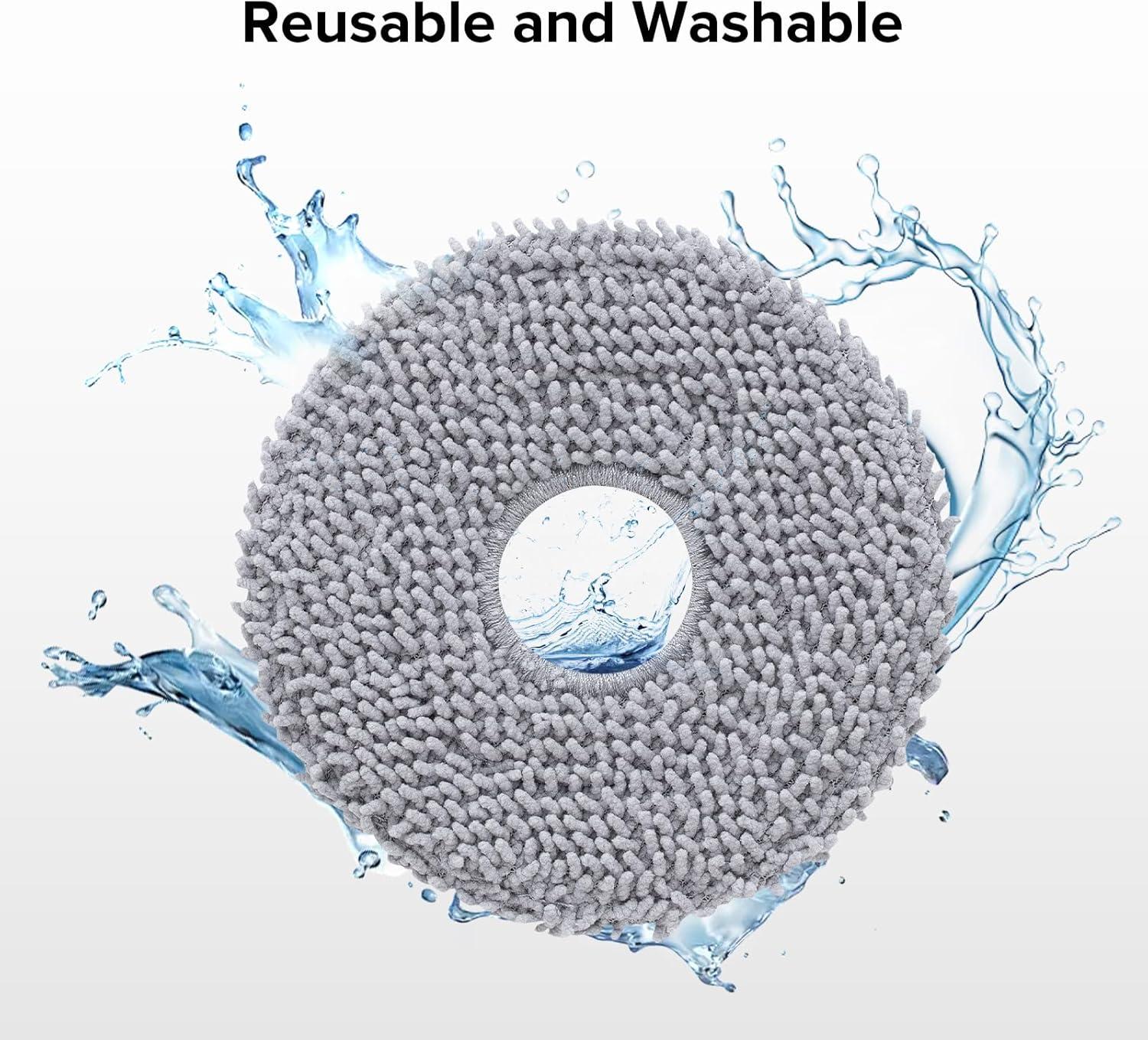 image:imageroborock 4 Pack Microfiber Mop Cloths for QV 35AQV 35SQR 5T7QR 598QR 798QR T78Qrevo LQV 798QX Revo PlusQR5980QR7980QR7985 Robot Vacuum Cleaner Mop Pad Replacement AccessoriesMop Cloth1