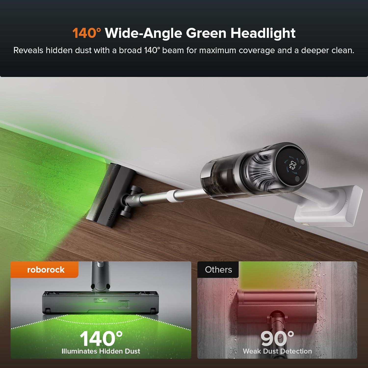 image:imageroborock H60 Hub Cordless Stick Vacuum Cleaner with AutoEmpty Dock 115AW Suction for Carpets and Hard Floors Vacuum Cleaners with 60Min Runtime AntiTangle Brush 140 Green LED Dust DetectionH60 Hub Pro
