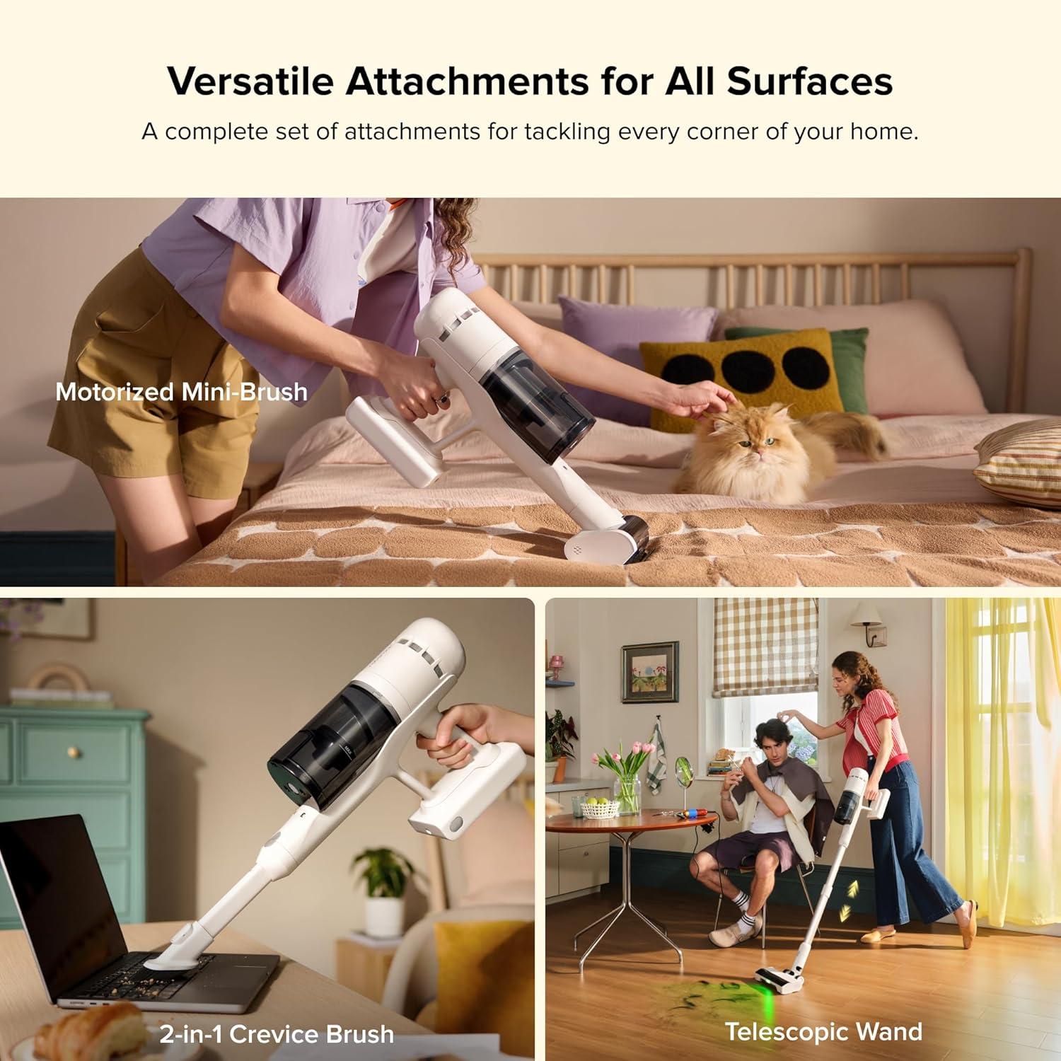 image:imageroborock H60 Hub Cordless Stick Vacuum Cleaner with AutoEmpty Dock 115AW Suction for Carpets and Hard Floors Vacuum Cleaners with 60Min Runtime AntiTangle Brush 140 Green LED Dust DetectionH60 Hub