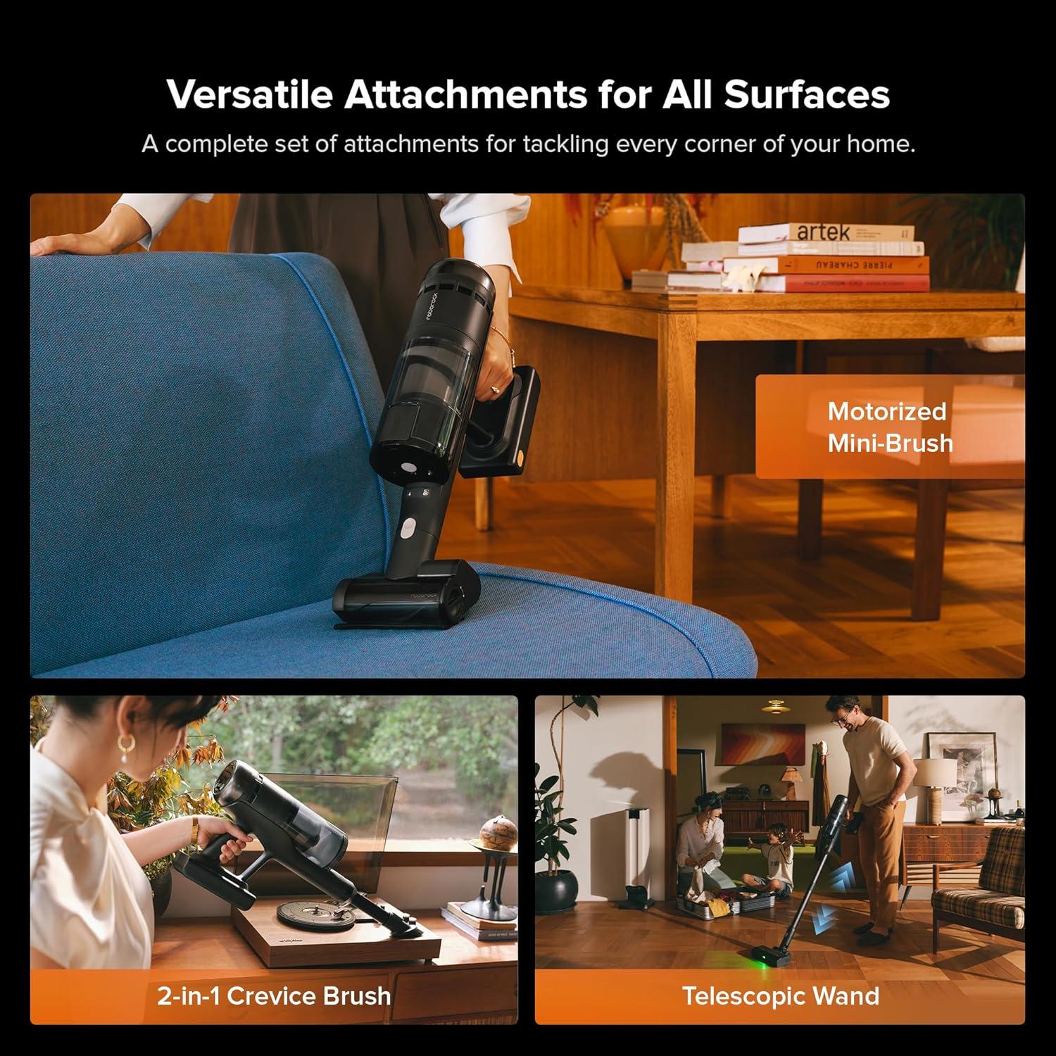 image:imageroborock H60 Hub Cordless Stick Vacuum Cleaner with AutoEmpty Dock 115AW Suction for Carpets and Hard Floors Vacuum Cleaners with 60Min Runtime AntiTangle Brush 140 Green LED Dust DetectionH60 Hub Ultra Upgraded
