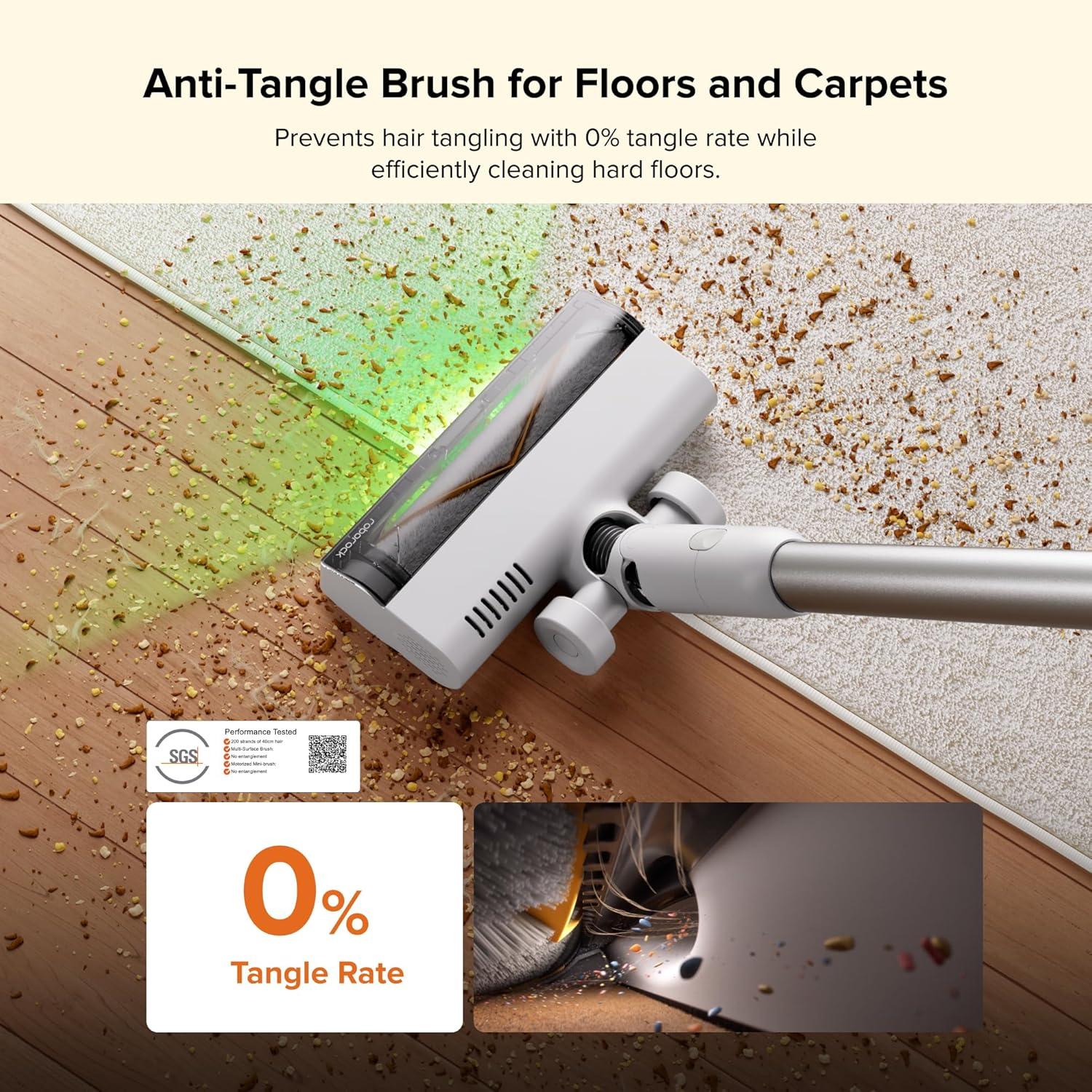 image:imageroborock H60 Hub Cordless Stick Vacuum Cleaner with AutoEmpty Dock 115AW Suction for Carpets and Hard Floors Vacuum Cleaners with 60Min Runtime AntiTangle Brush 140 Green LED Dust DetectionH60 Hub