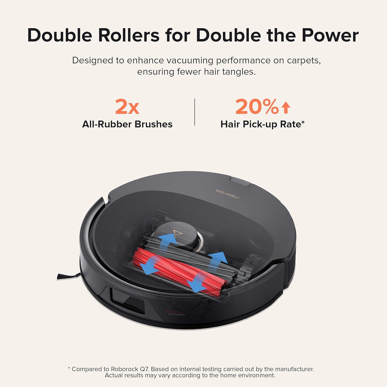 image:imageroborock Q8 Max Robot Vacuum and Mop SelfEmptying Reactive Tech Obstacle Avoidance 5500 Pa Suction Black RenewedBlack
