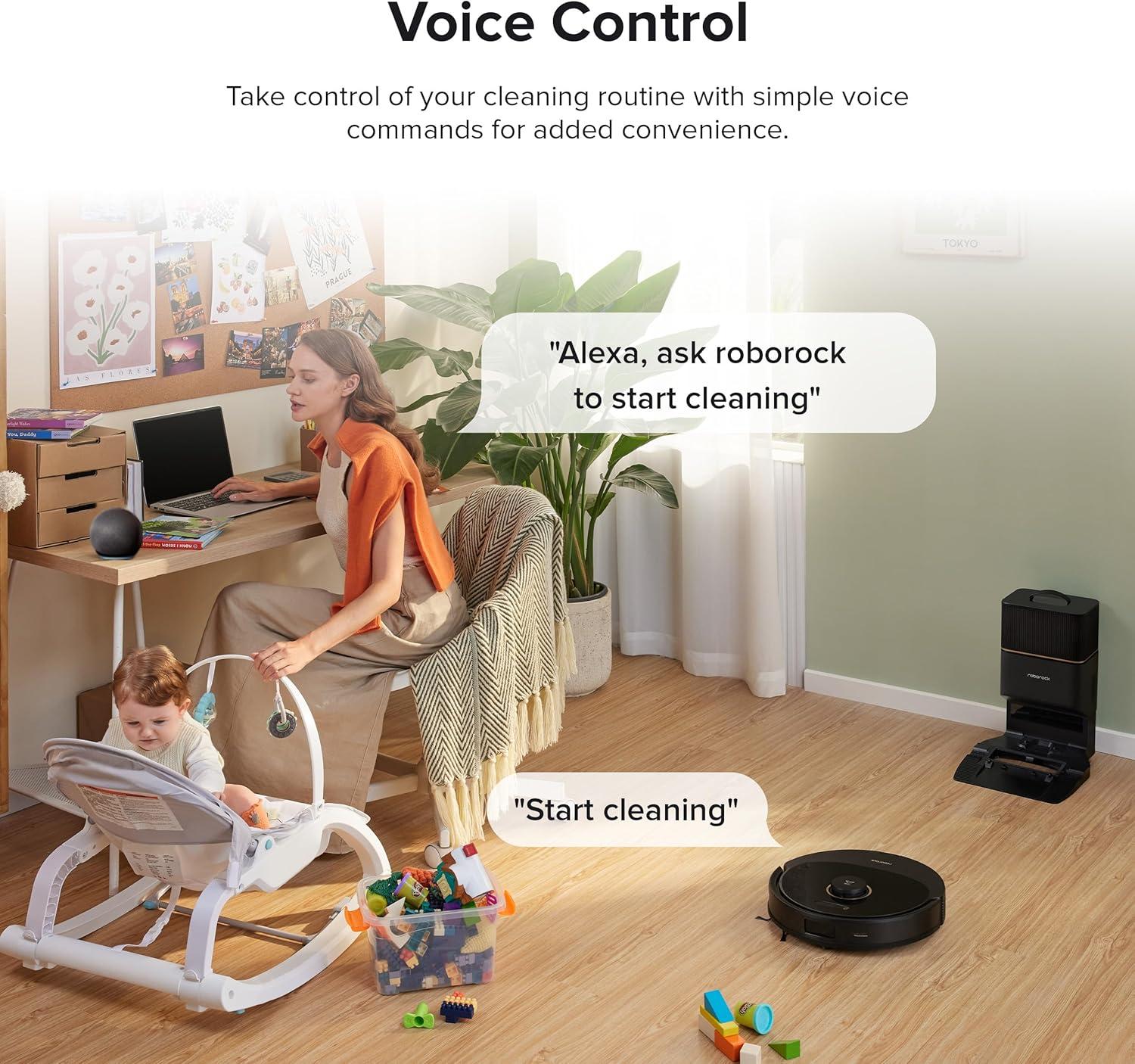 image:imageroborock Q8 Max Robot Vacuum and Mop SelfEmptying Reactive Tech Obstacle Avoidance 5500 Pa Suction Black RenewedBlack