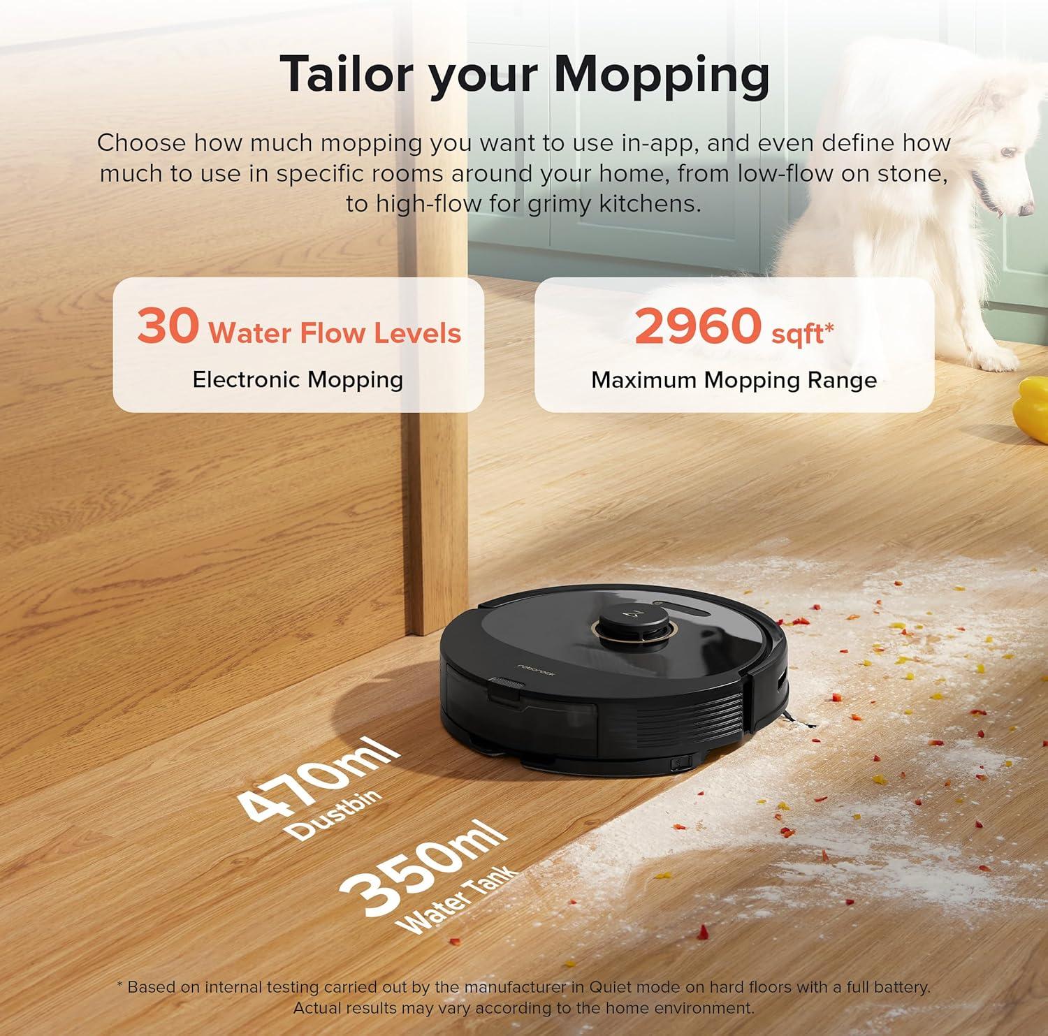 image:imageroborock Q8 Max Robot Vacuum and Mop SelfEmptying Reactive Tech Obstacle Avoidance 5500 Pa Suction White RenewedBlack