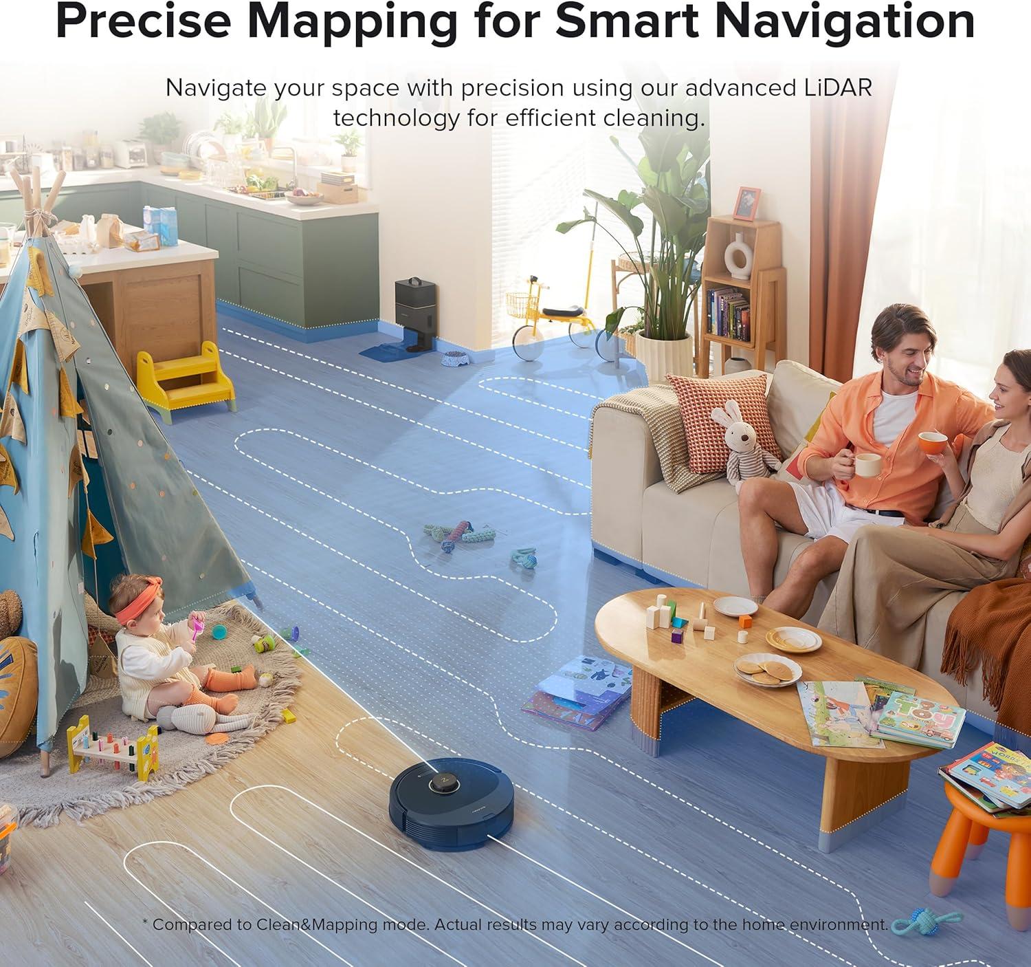image:imageroborock Q8 Max Robot Vacuum and Mop SelfEmptying Reactive Tech Obstacle Avoidance 5500 Pa Suction White RenewedBlack
