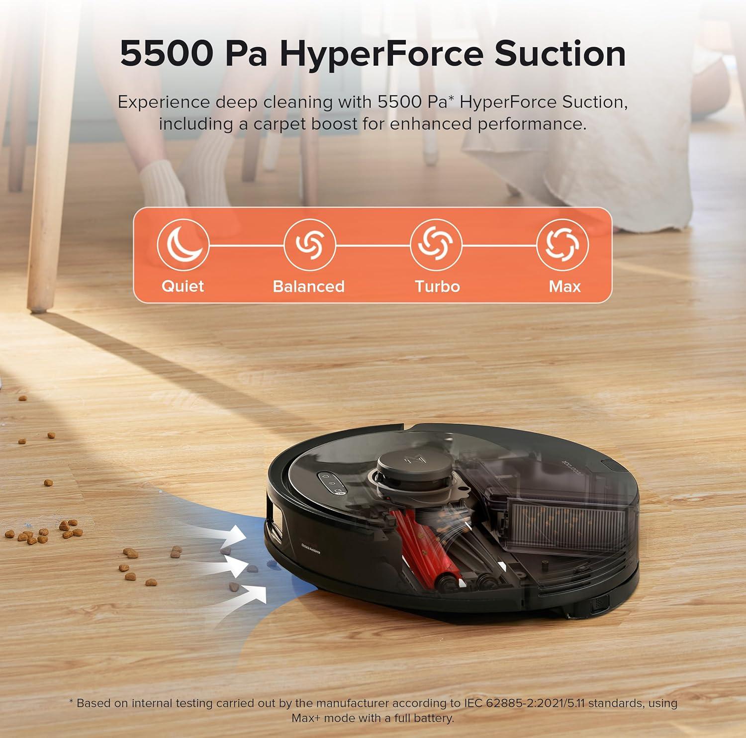 image:imageroborock Q8 Max Robot Vacuum and Mop SelfEmptying Reactive Tech Obstacle Avoidance 5500 Pa Suction White RenewedBlack